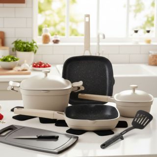 STONELINE
Set pentole e padelle
con coperchi +
accessori, 13 pezzi