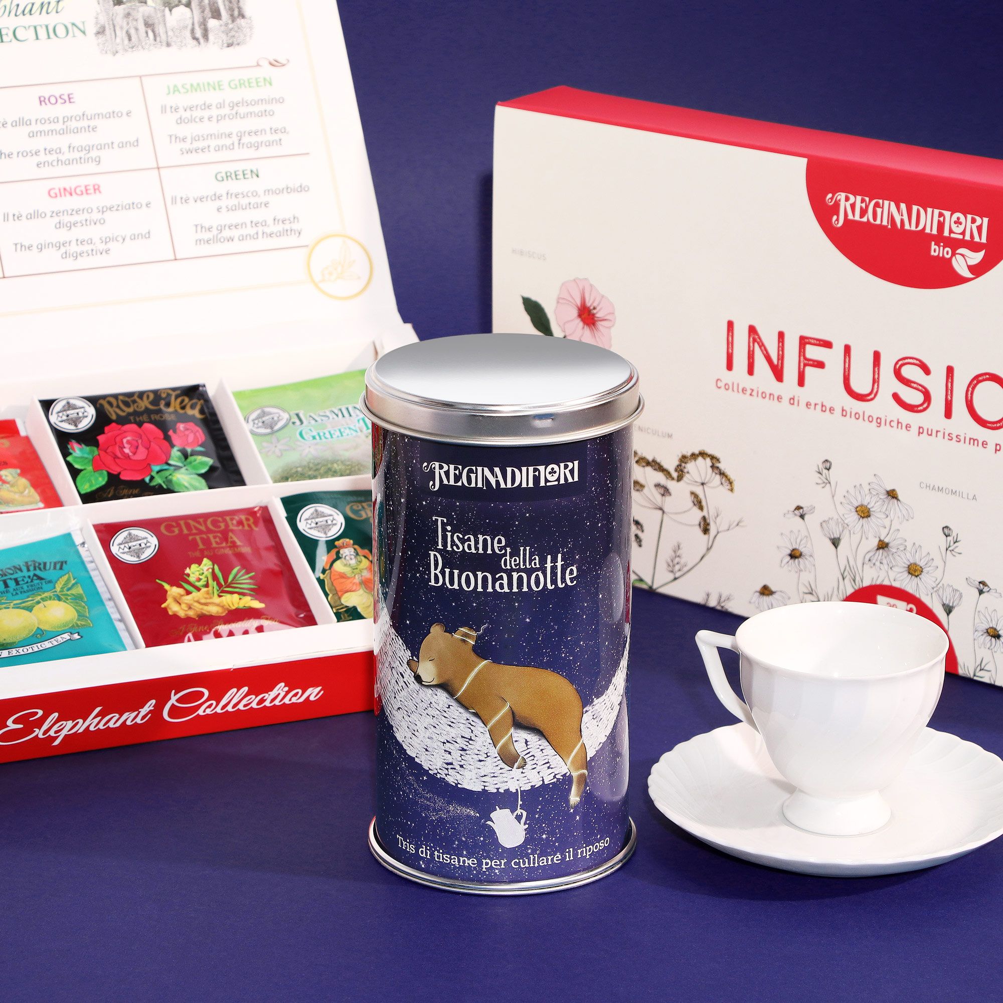 QVC Regina di fiori Kit: Elephant Collection + Infusi BIO + Tisane per il riposo