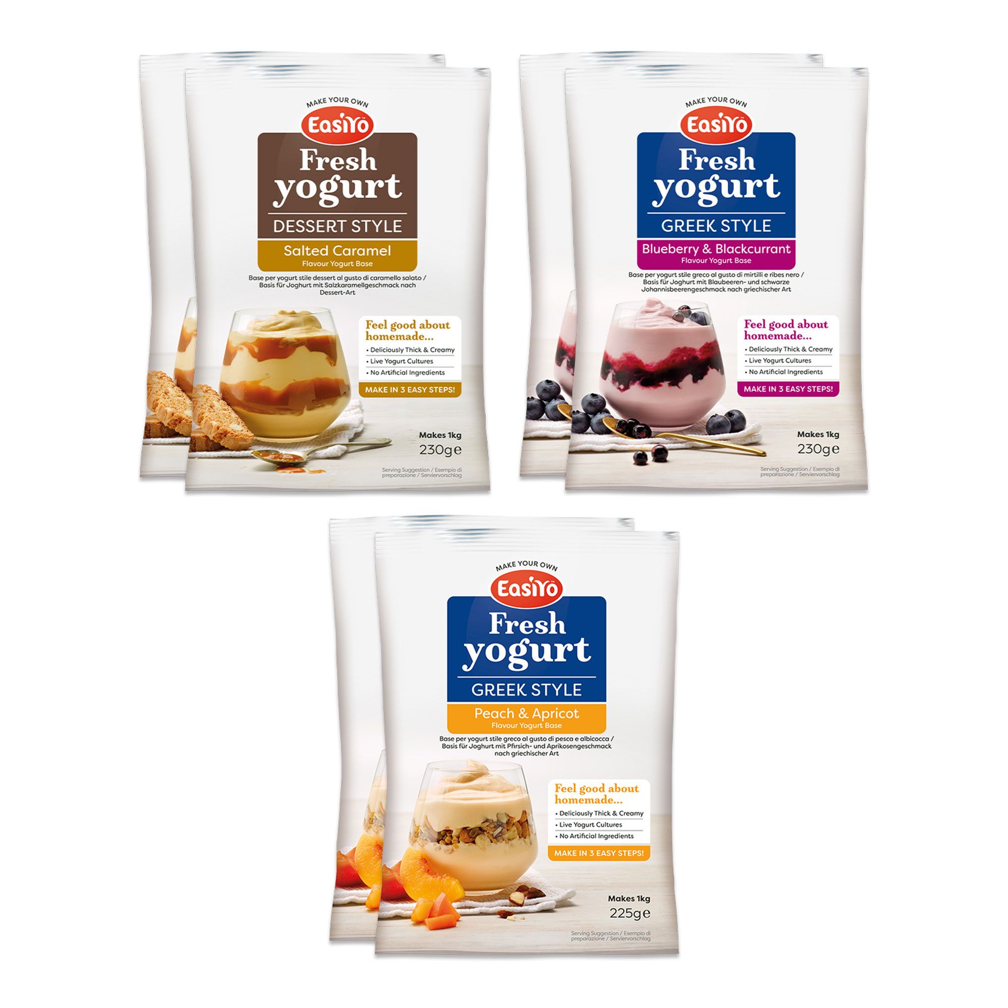 Easiyo
6kg di yogurt
con 2kg caramello
salato e gusti frutta
