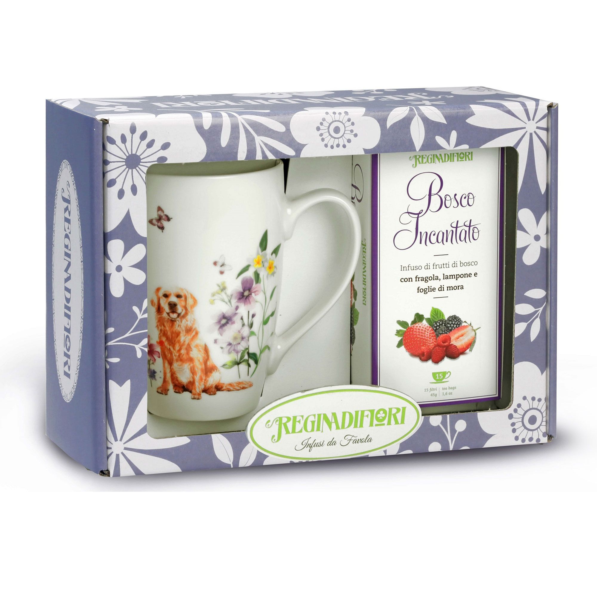 REGINAdiFIORI
Scatola con tazza
e tisana Bosco
Incantato (15 filtri)