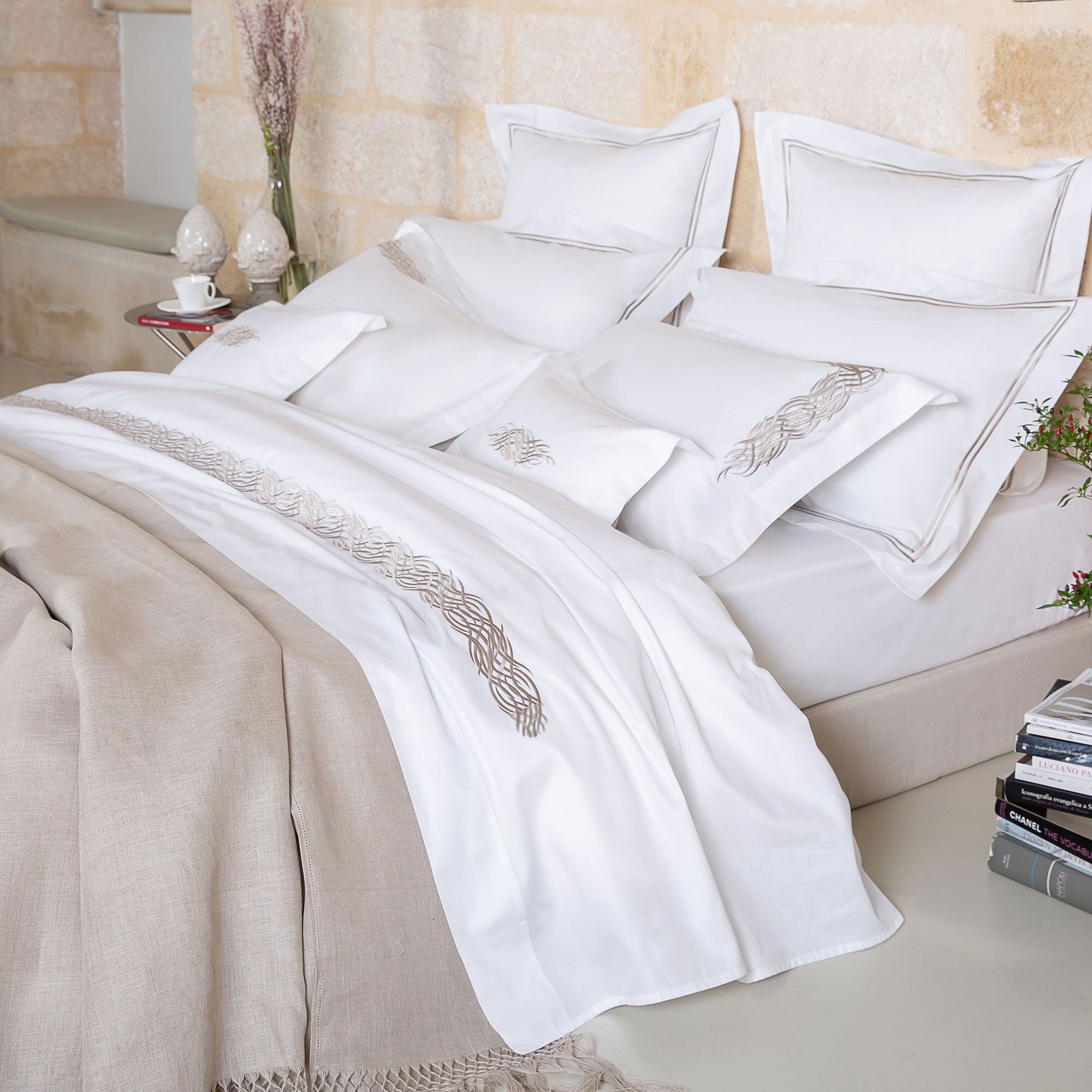 QVC Ferò Completo letto Ondine raso di cotone 300TC setificato