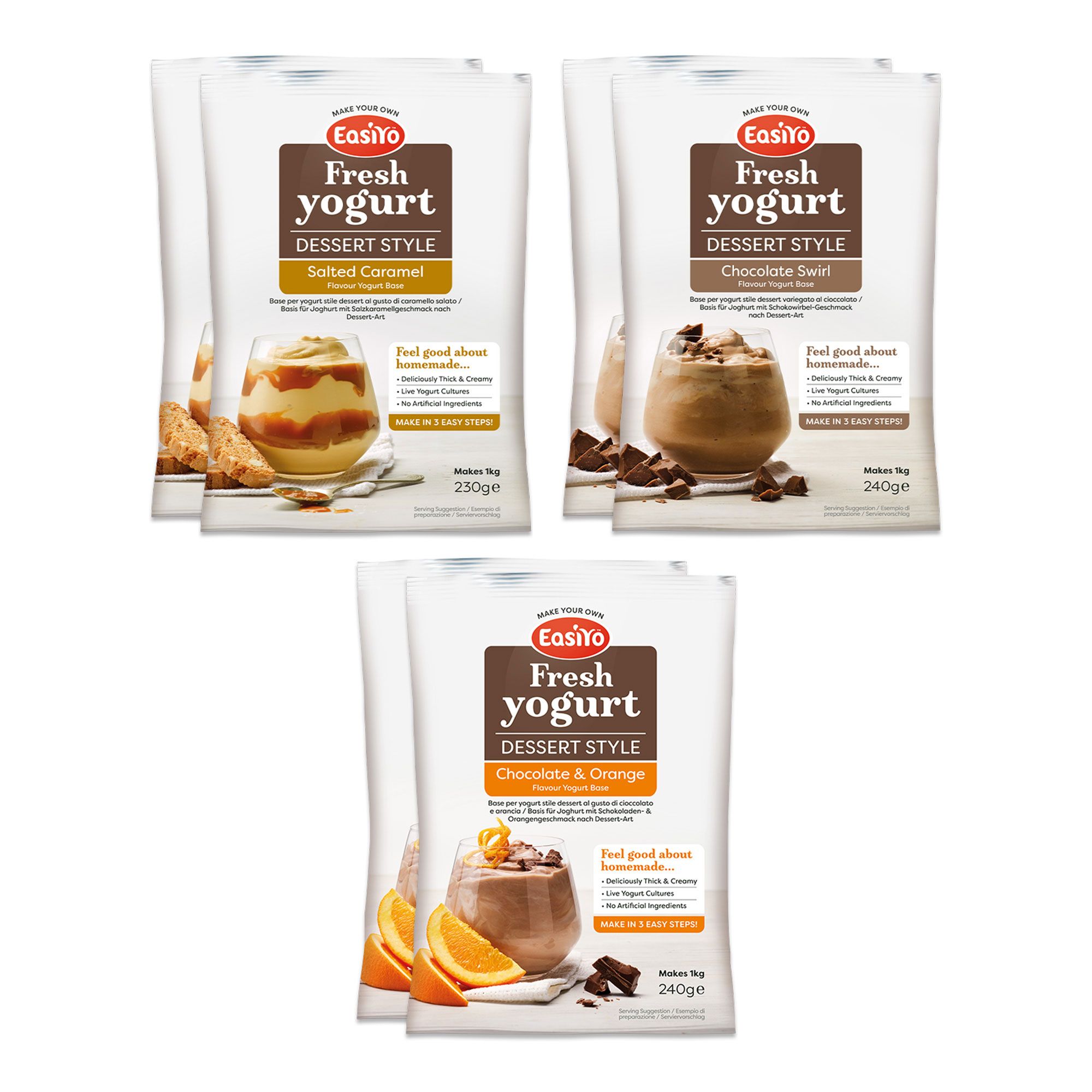 Easiyo
6kg di yogurt con
2kg caramello salato
e gusti cioccolato