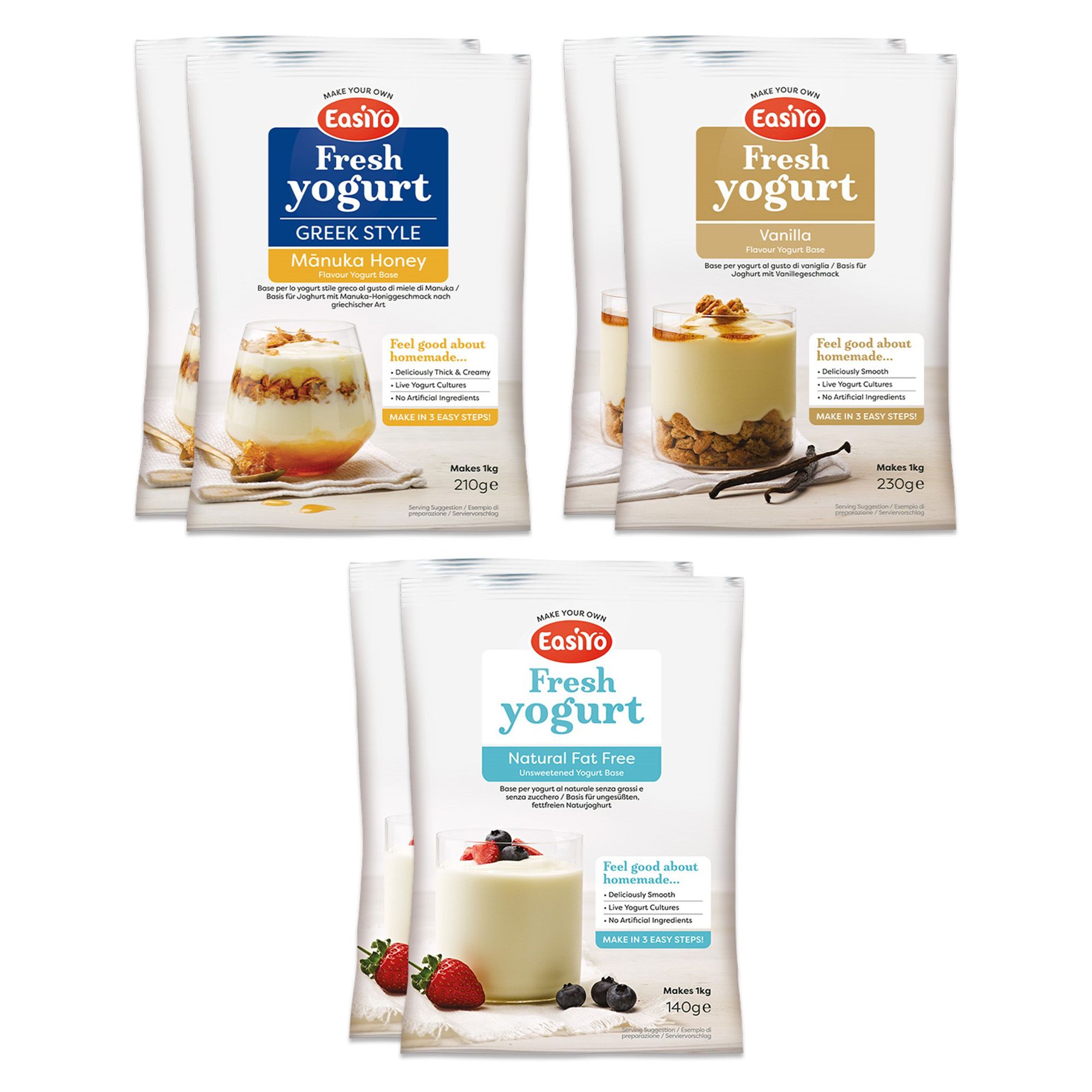 Image of Easiyo 6kg di yogurt: 2 vaniglia, 2 miele, 2 naturale senza grassi061