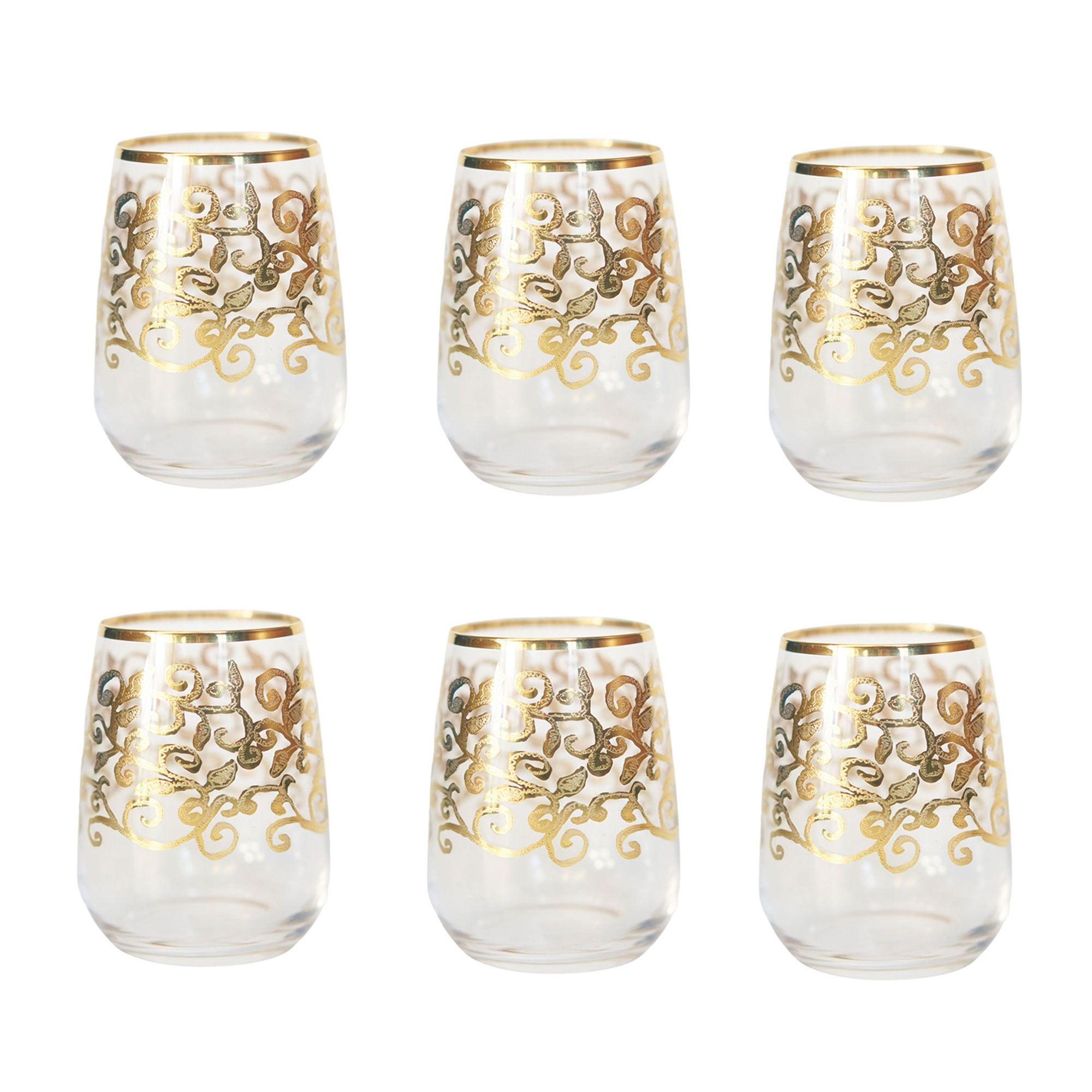 Villa Altachiara 6 bicchieri acqua Gold Barocco in vetro
