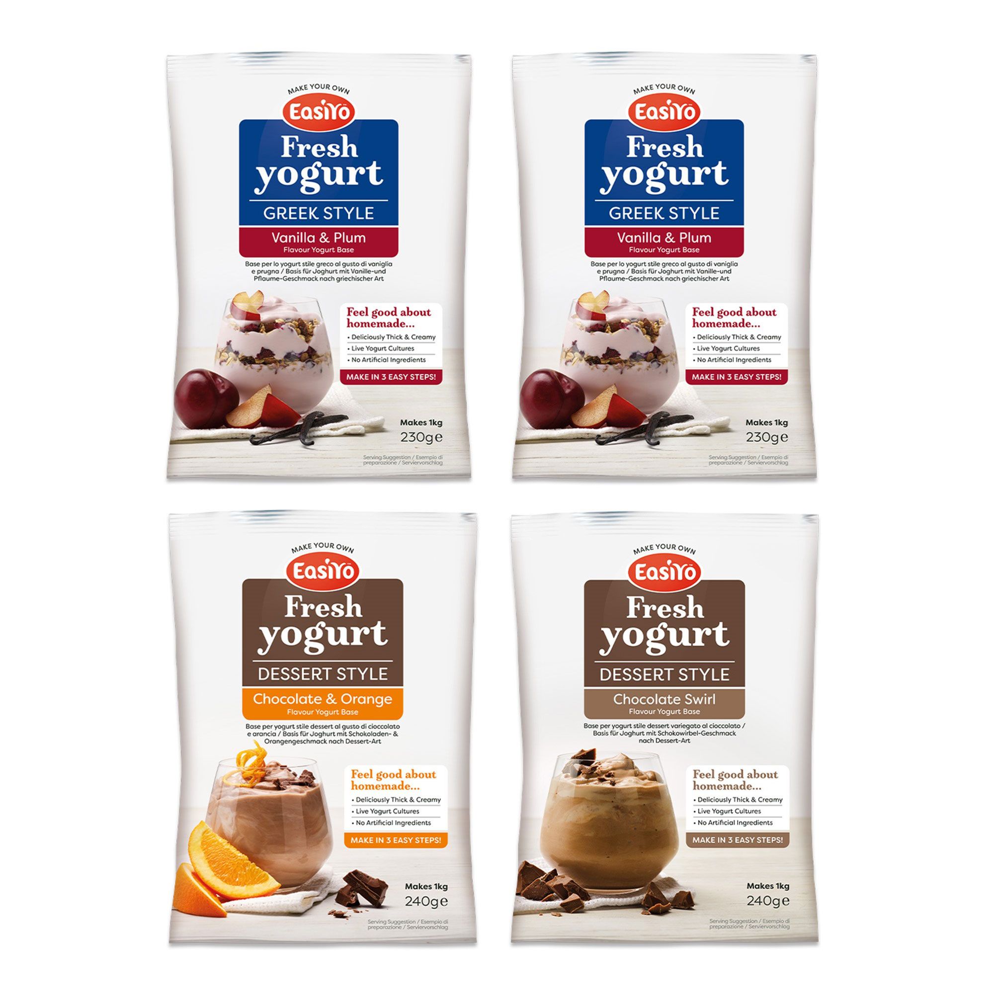  Easiyo
4 kg di yogurt
stile greco e
dessert in 3 gusti