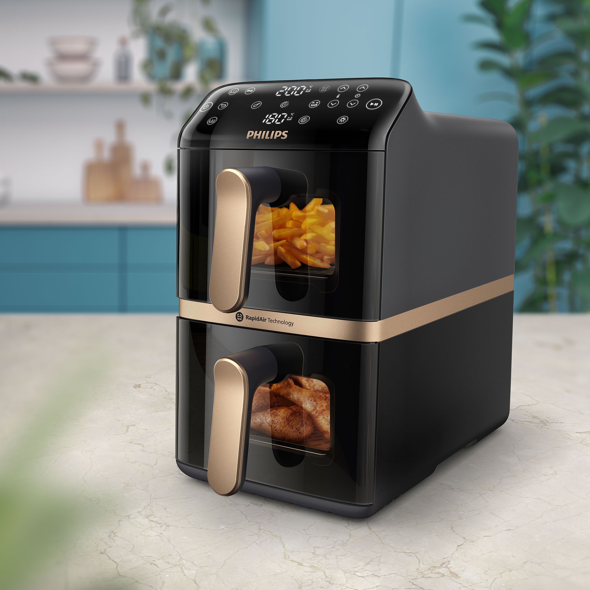 Philips NA462 Airfryer doppio cassetto verticale da 10Litri con luce