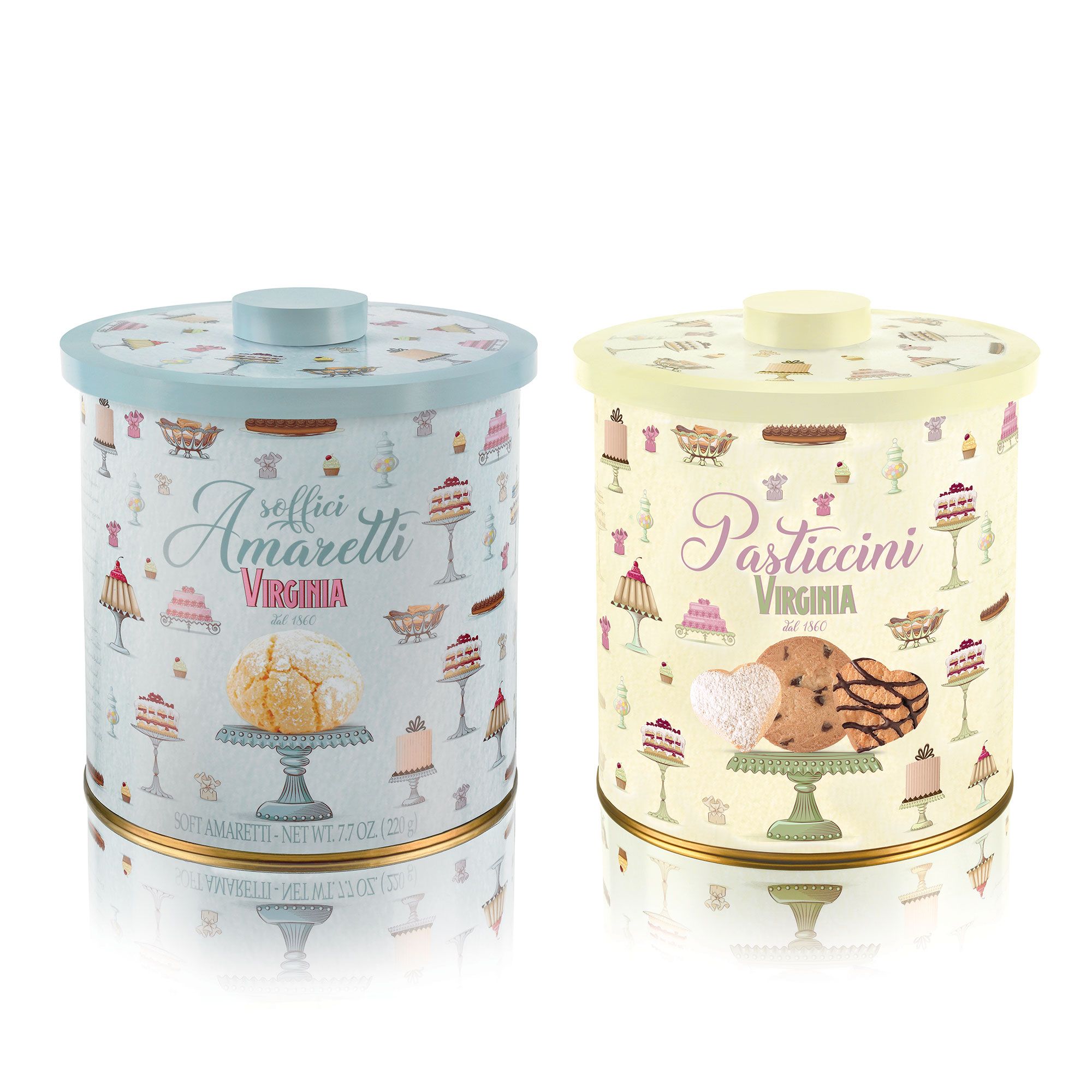 Image of Amaretti Virginia Kit 2 Biscottiere con Amaretti Soffici + Pasticcini Assortiti061