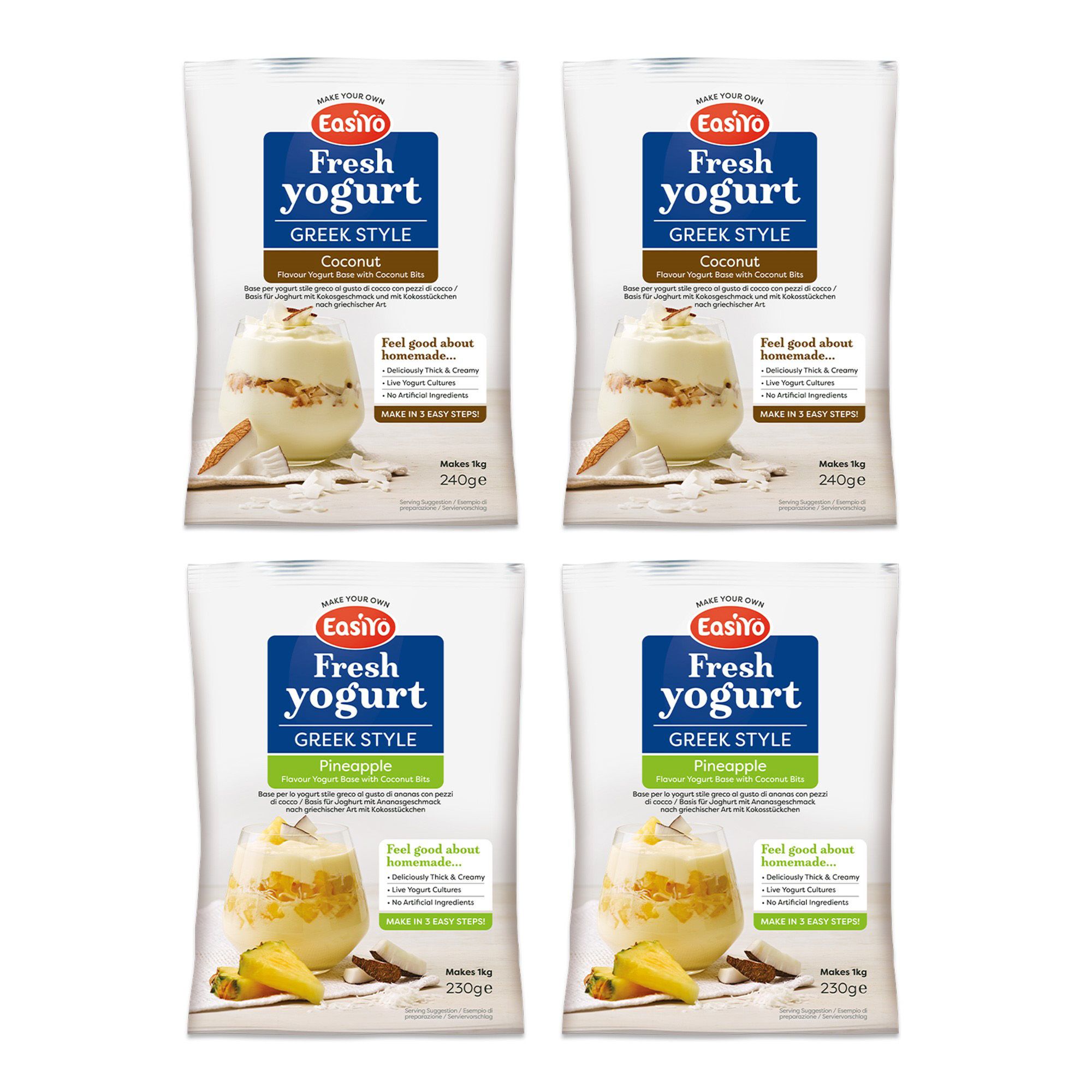 Easiyo
set 4kg di yogurt
stile greco al gusto
frutta