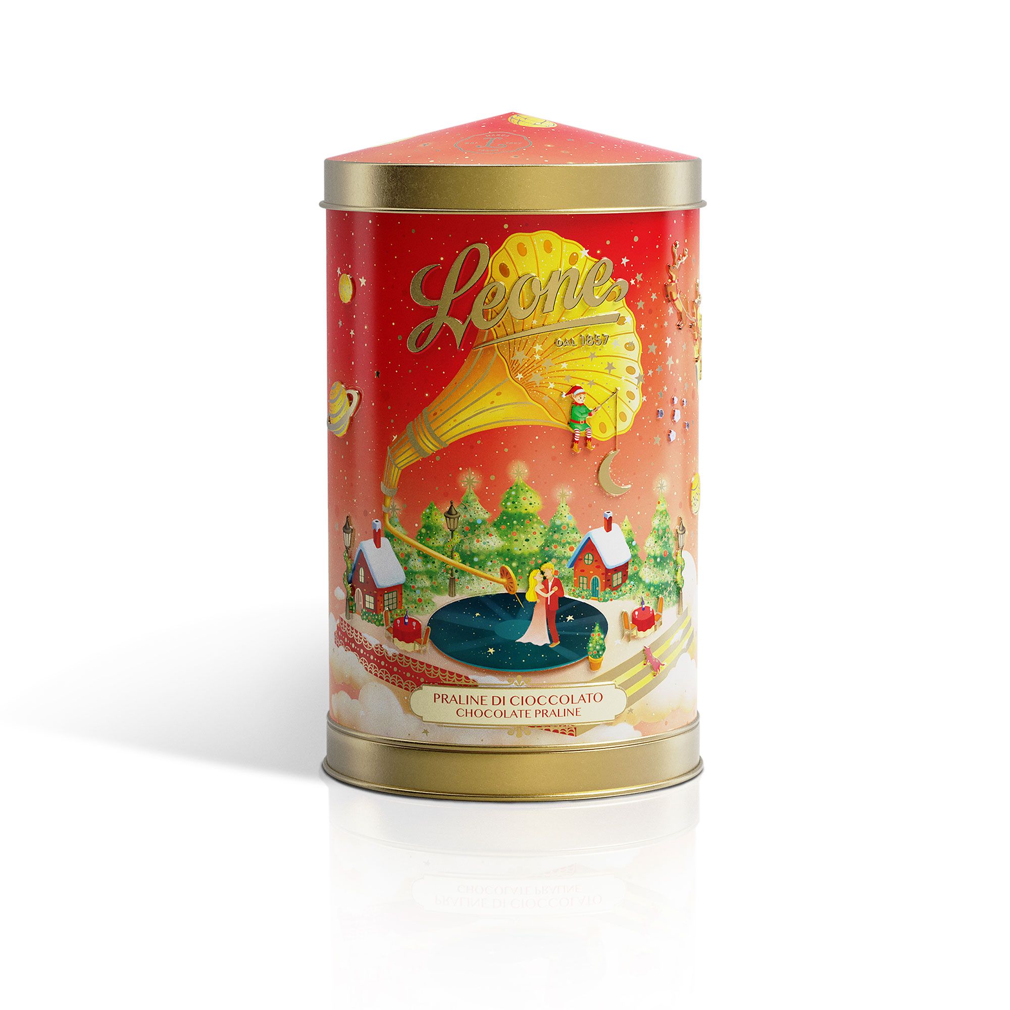  Pastiglie Leone
Latta carillon
con praline
di cioccolato (130g)