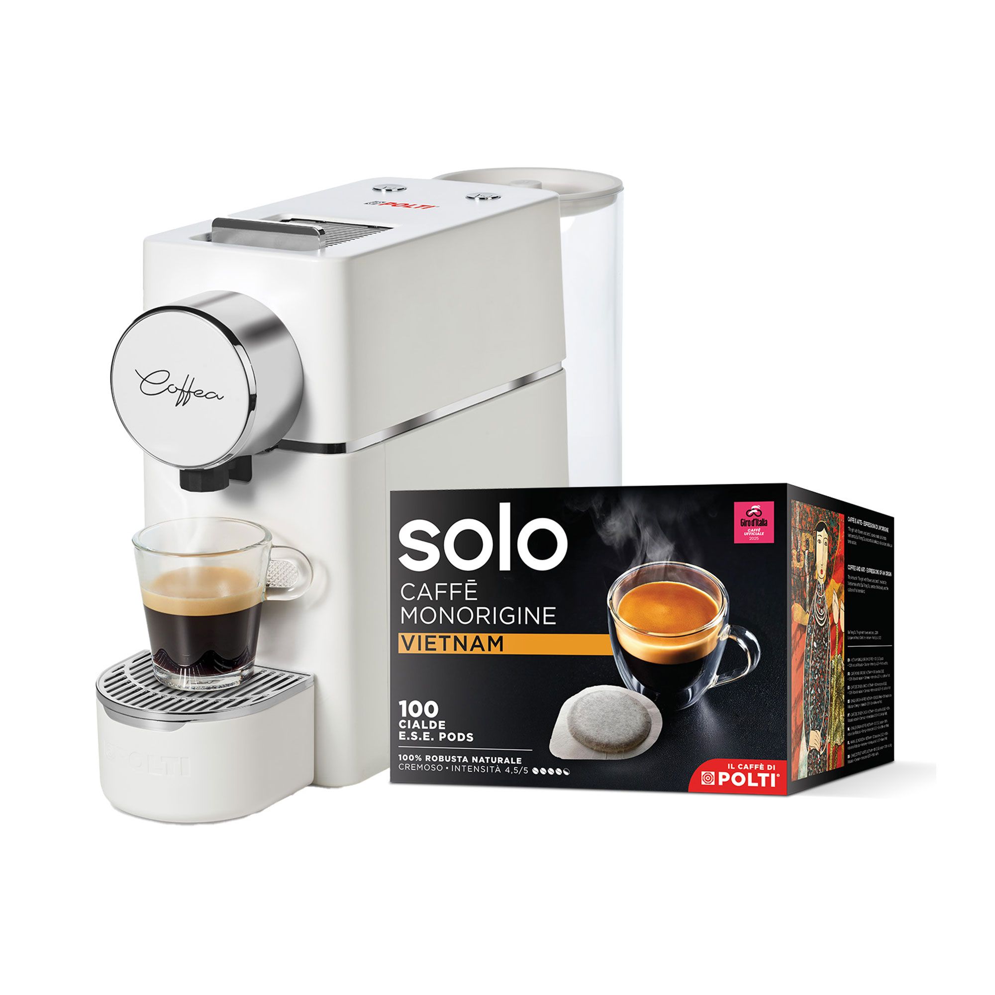Polti Coffea S18
Macchina del caffè
a cialde + 100 cialde
monorigine vietnam