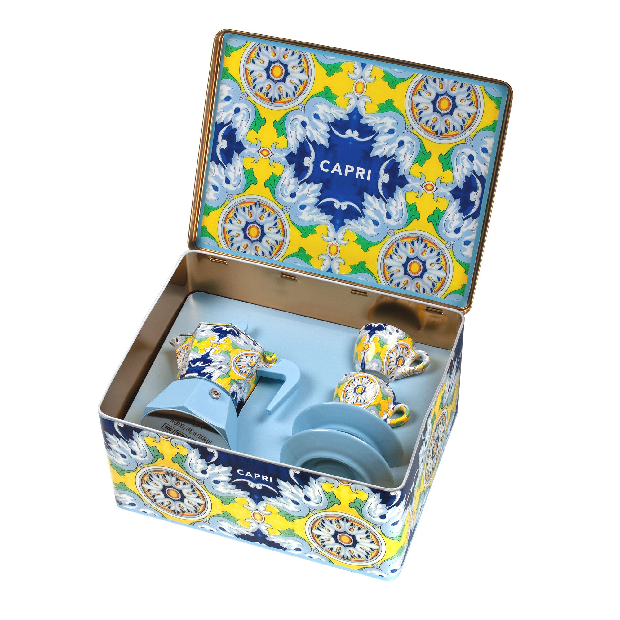 Mokavit
Box Capri con moka,
2 tazzine
e 2 piattini da caffè