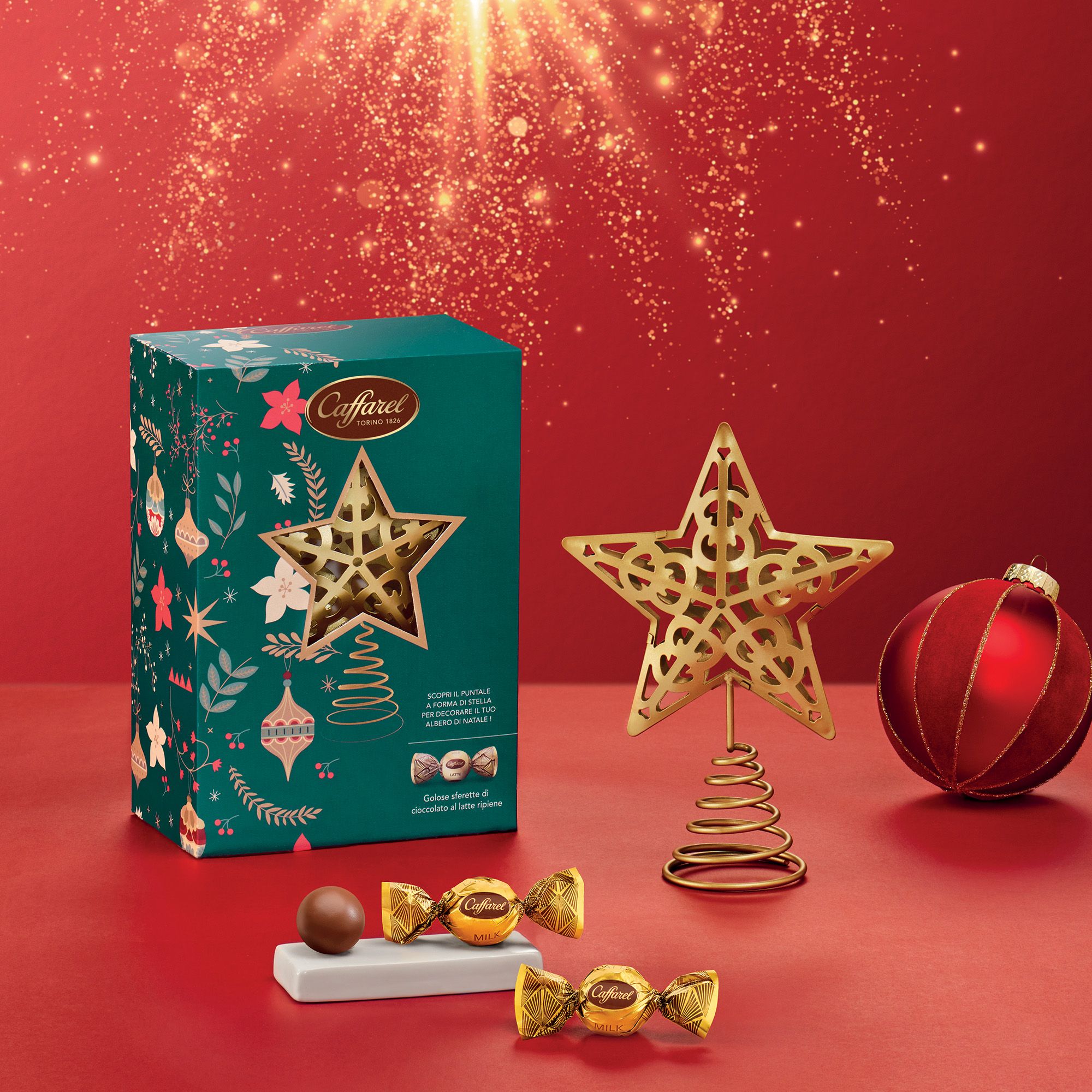 Caffarel
Sfere di cioccolato
al latte  (180g)
e puntale Natale