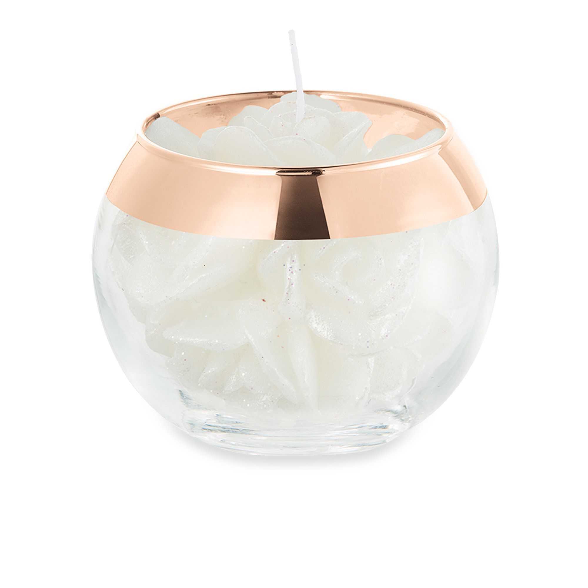 QVC Candele Firenze Candela con rose di cera e boule in vetro