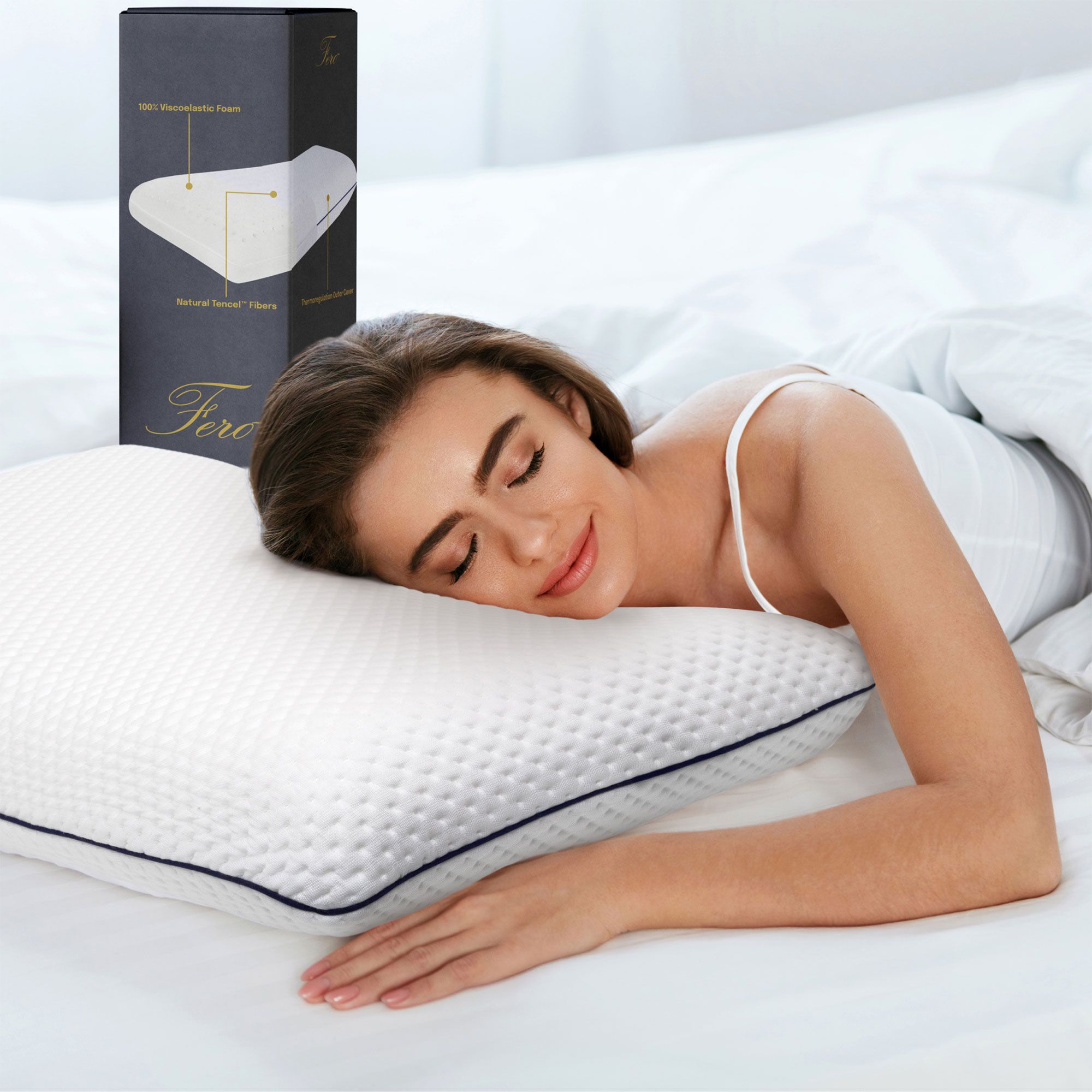 Ferò
Cuscino con lastra
in Memory Foam
e federa in Tencel™