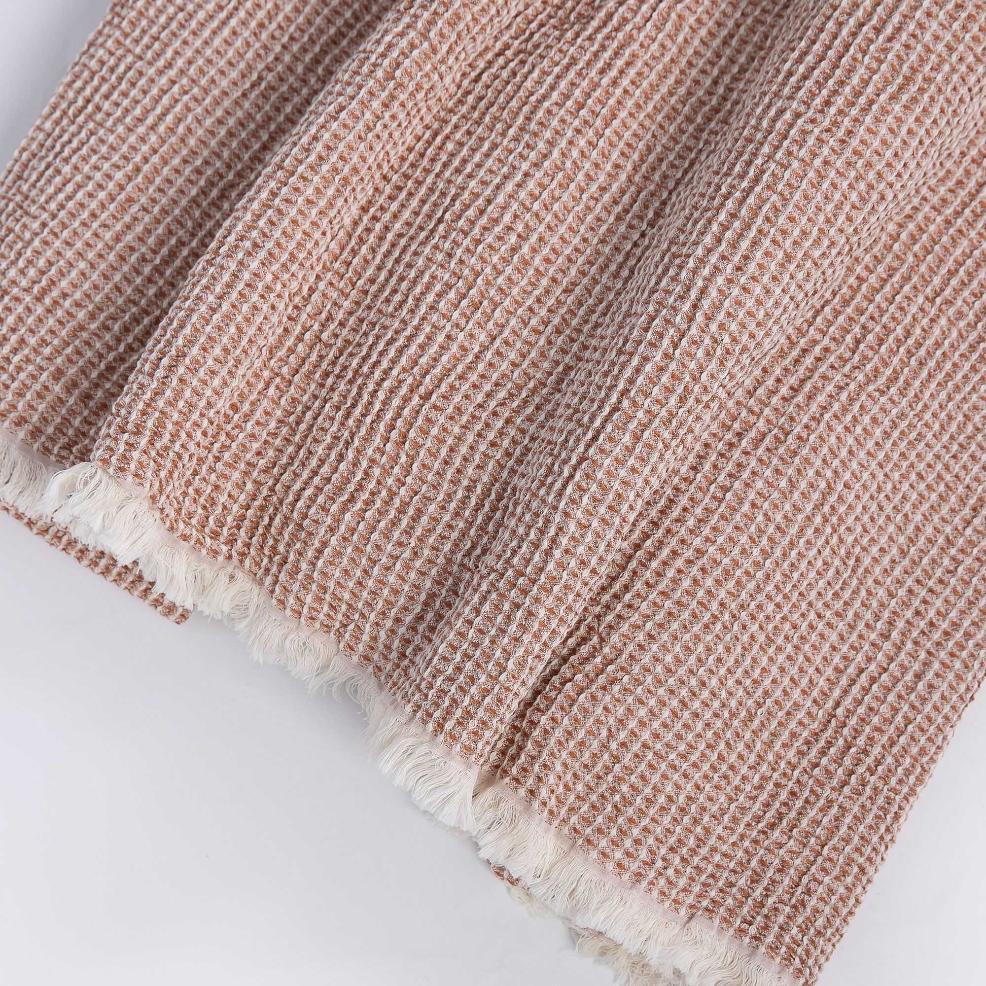 Ferò Copriletto matrimoniale a nido d'ape con frange