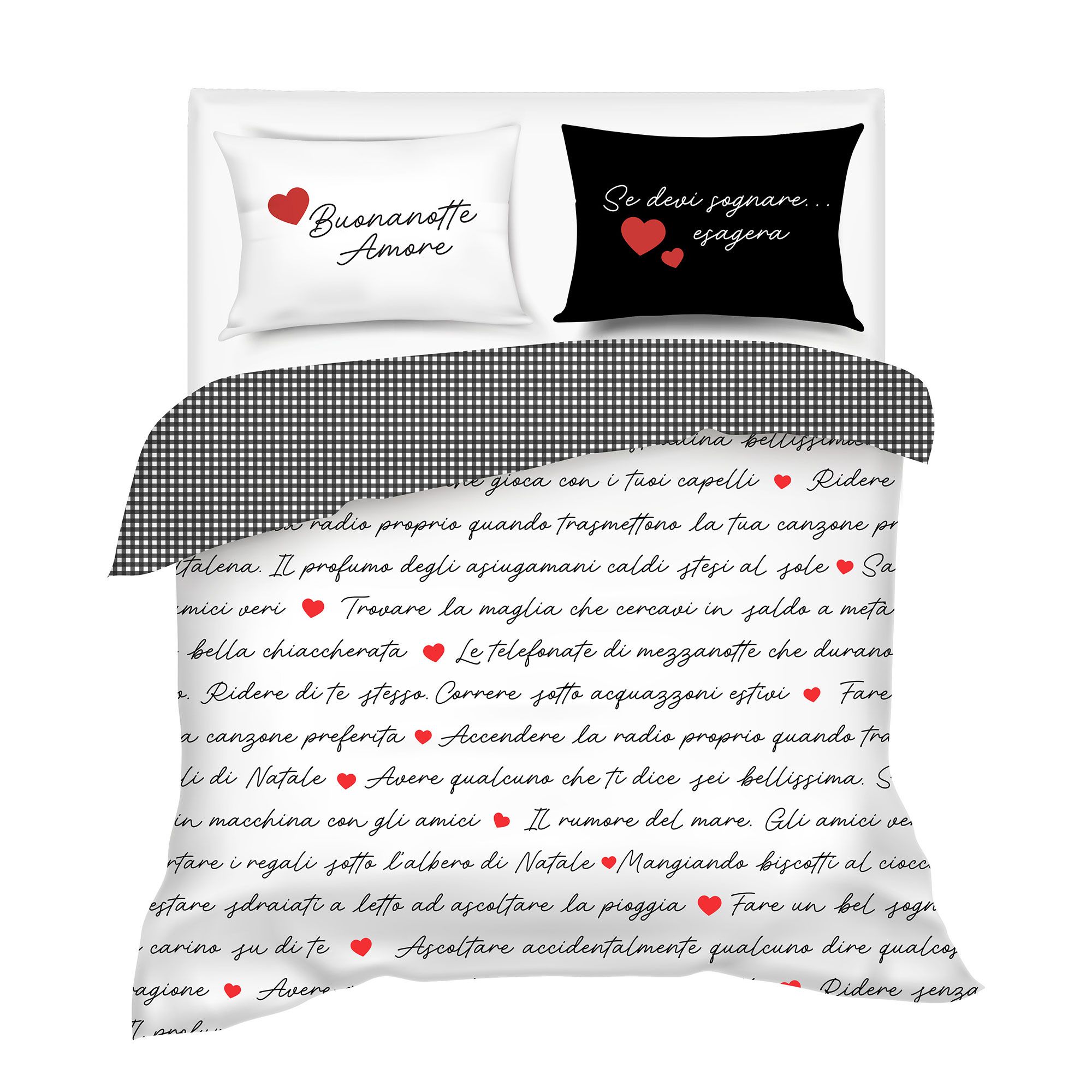 Camomilla Milano Home
Completo copripiumino
Scritte D'amore
in raso di cotone