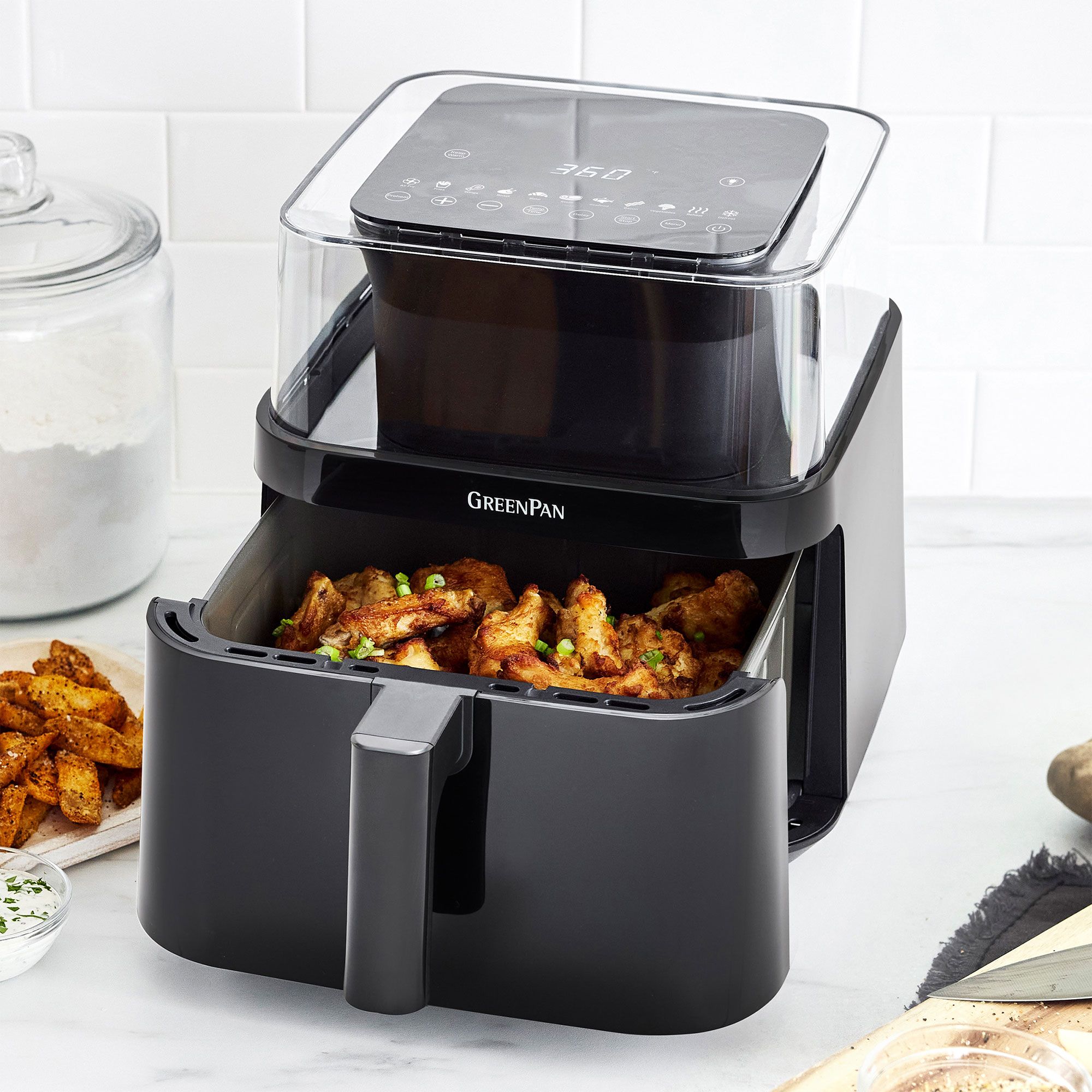 GreenPan Clear View
Friggitrice ad aria
7 litri,13 programmi
con finestra 360°