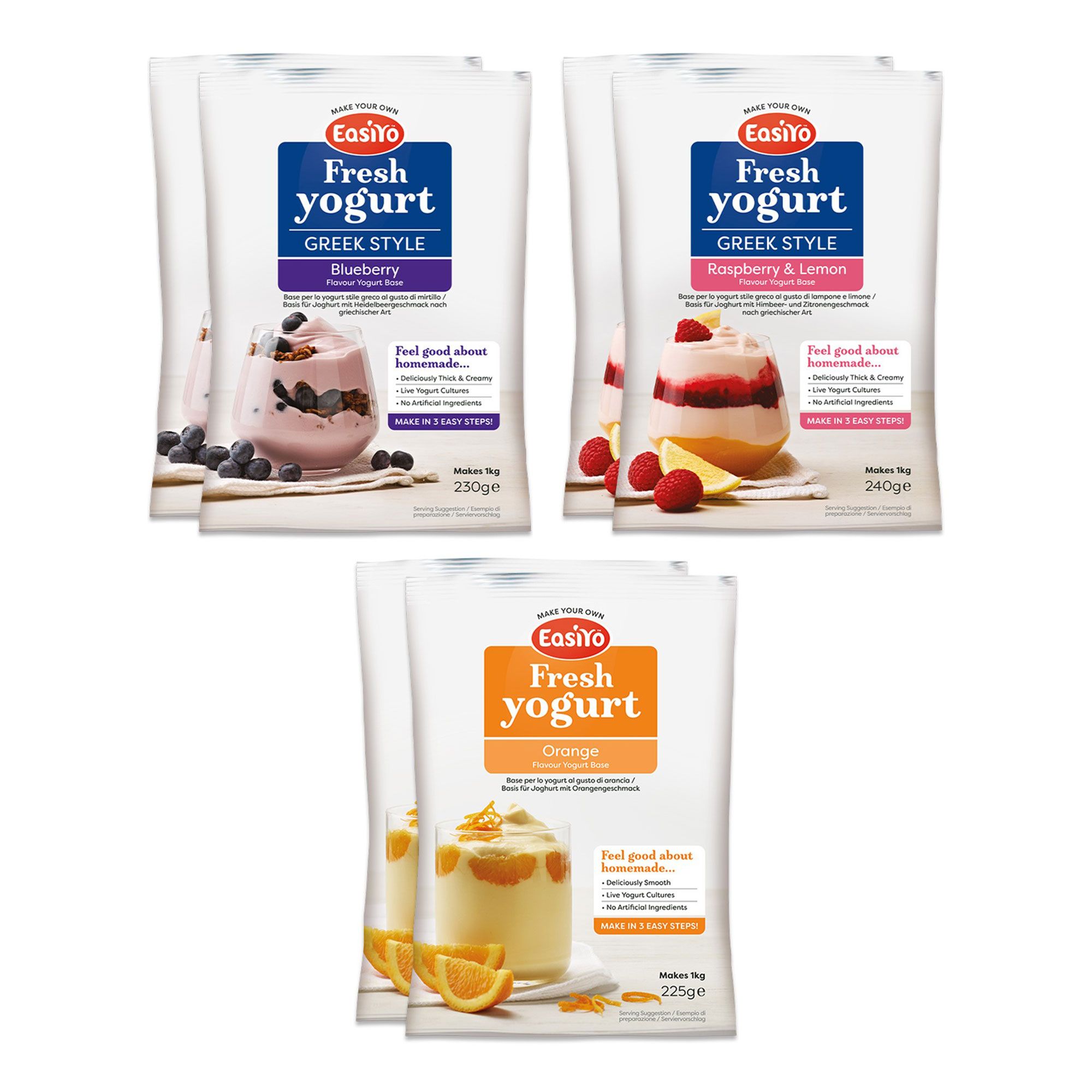 Easiyo
6 kg di yogurt gusto
mirtillo, arancia,
lampone e limone