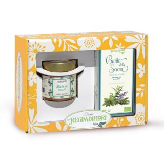REGINAdiFIORI
Scatola regalo
con miele Tiglio +
tisana BIO