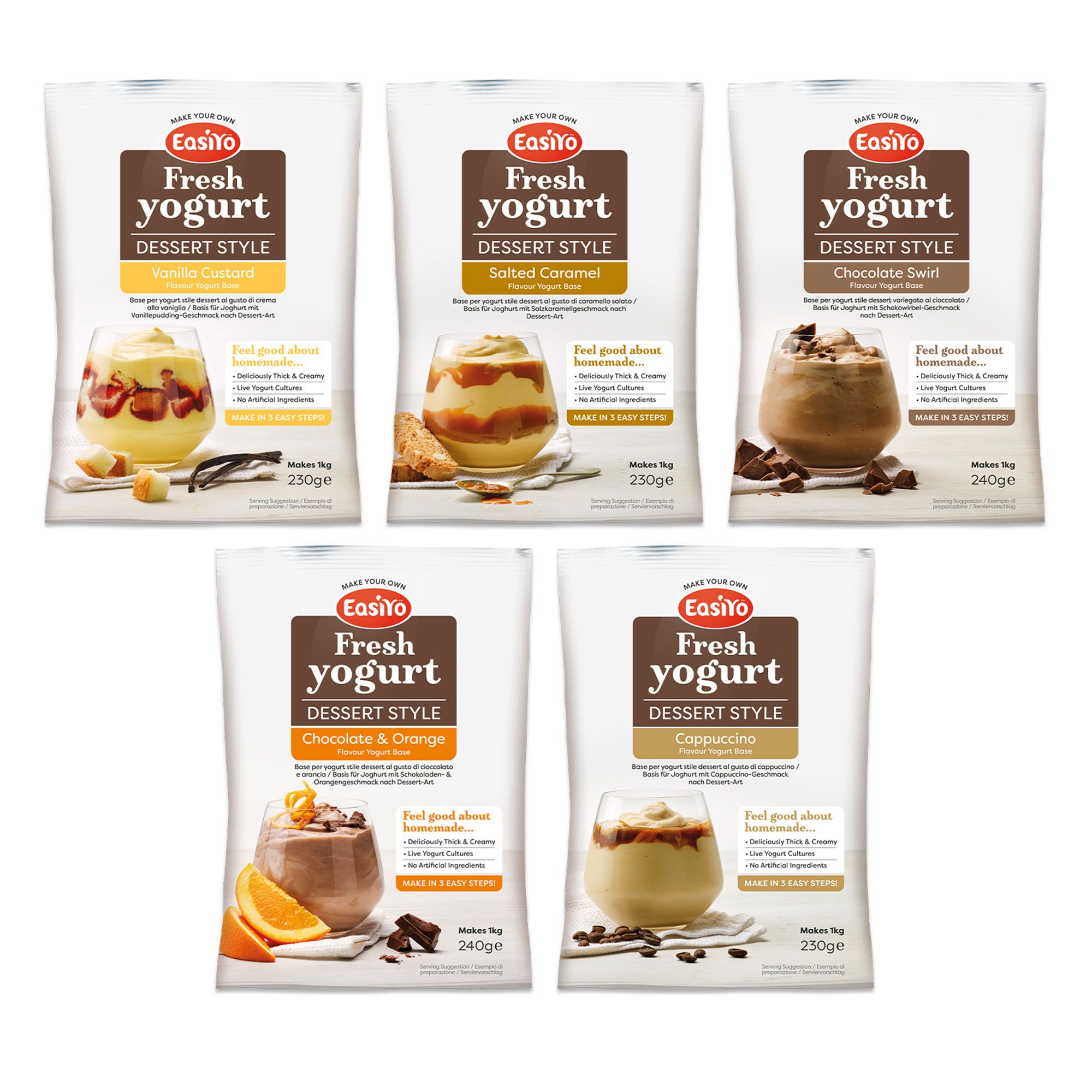 EasiYo
5 kg di yogurt
stile dessert
in 5 gusti