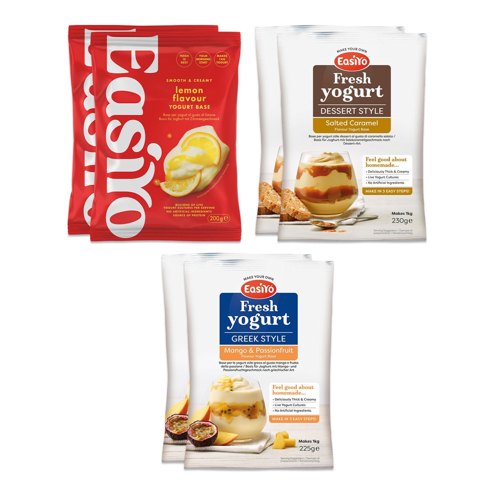 Easiyo
6 kg di yogurt gusti
limone, caramello
salato e greco mango