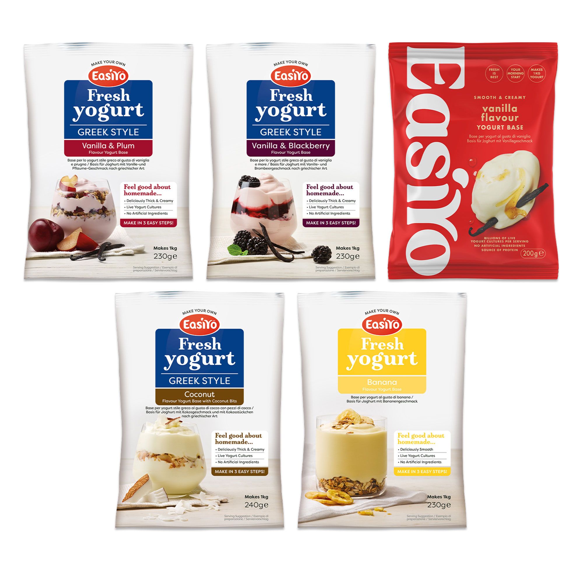Easiyo
5 kg di yogurt:
vaniglia
e gusti frutta