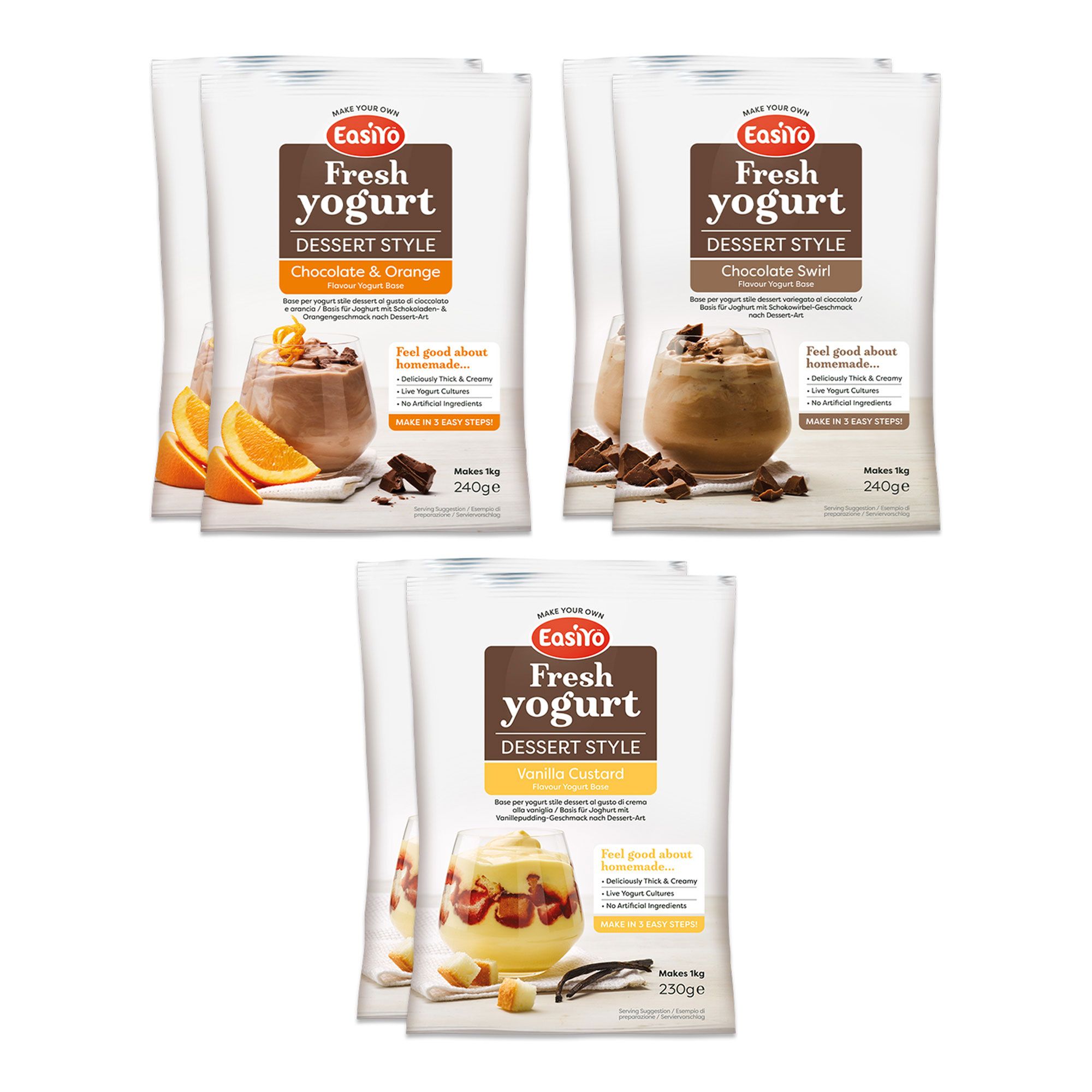 Easiyo
Kit per 6kg yogurt
stile dessert con
Cioccolato e Vaniglia