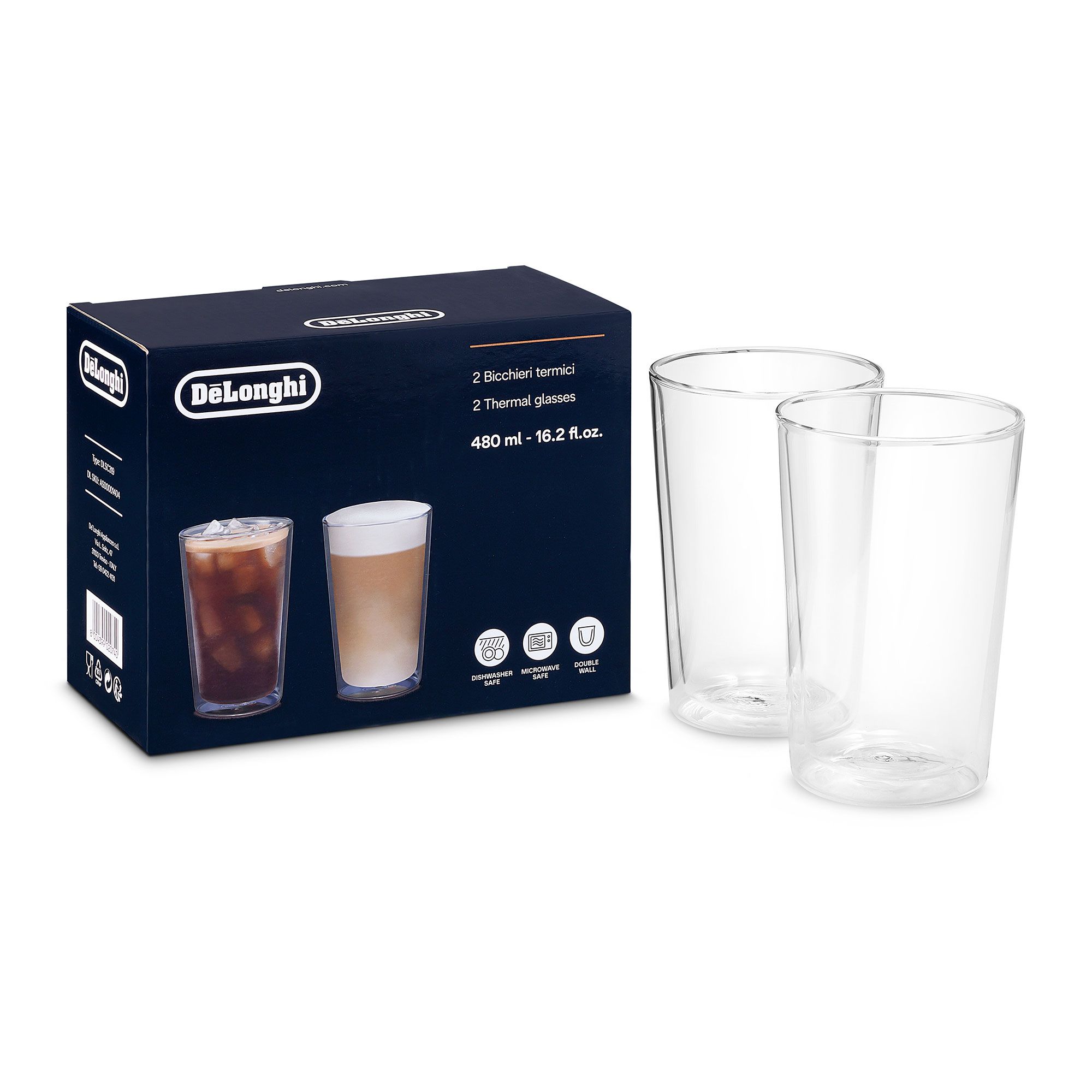 De'Longhi
Set 2 bicchieri
a doppia parete
in vetro, 480 ml