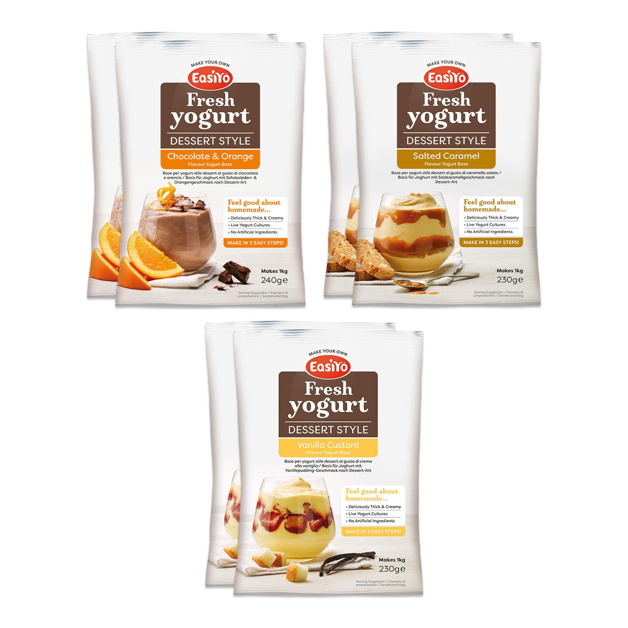 Easiyo
6kg di yogurt:
arancia cioccolato,
caramello, vaniglia