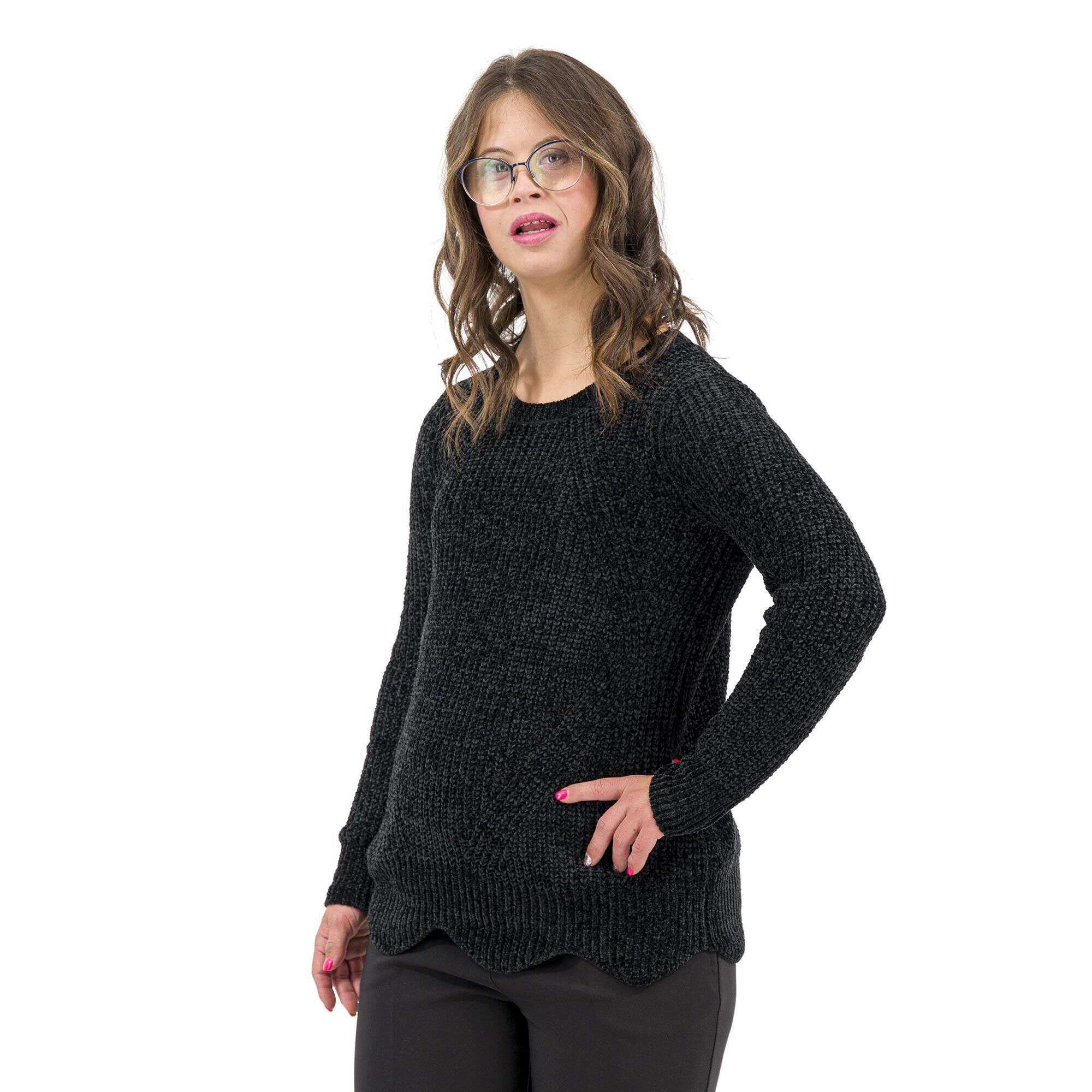 Nina Leonard Maglia in ciniglia con fondo smerlato QVC Italia