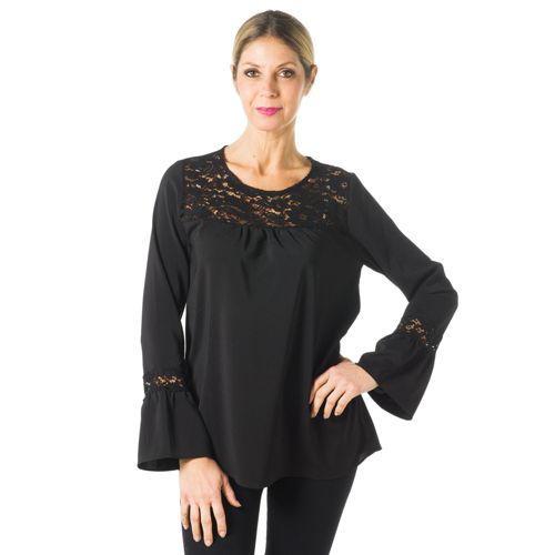 ALANRED Blusa in tessuto enver satin con dettagli in pizzo ...