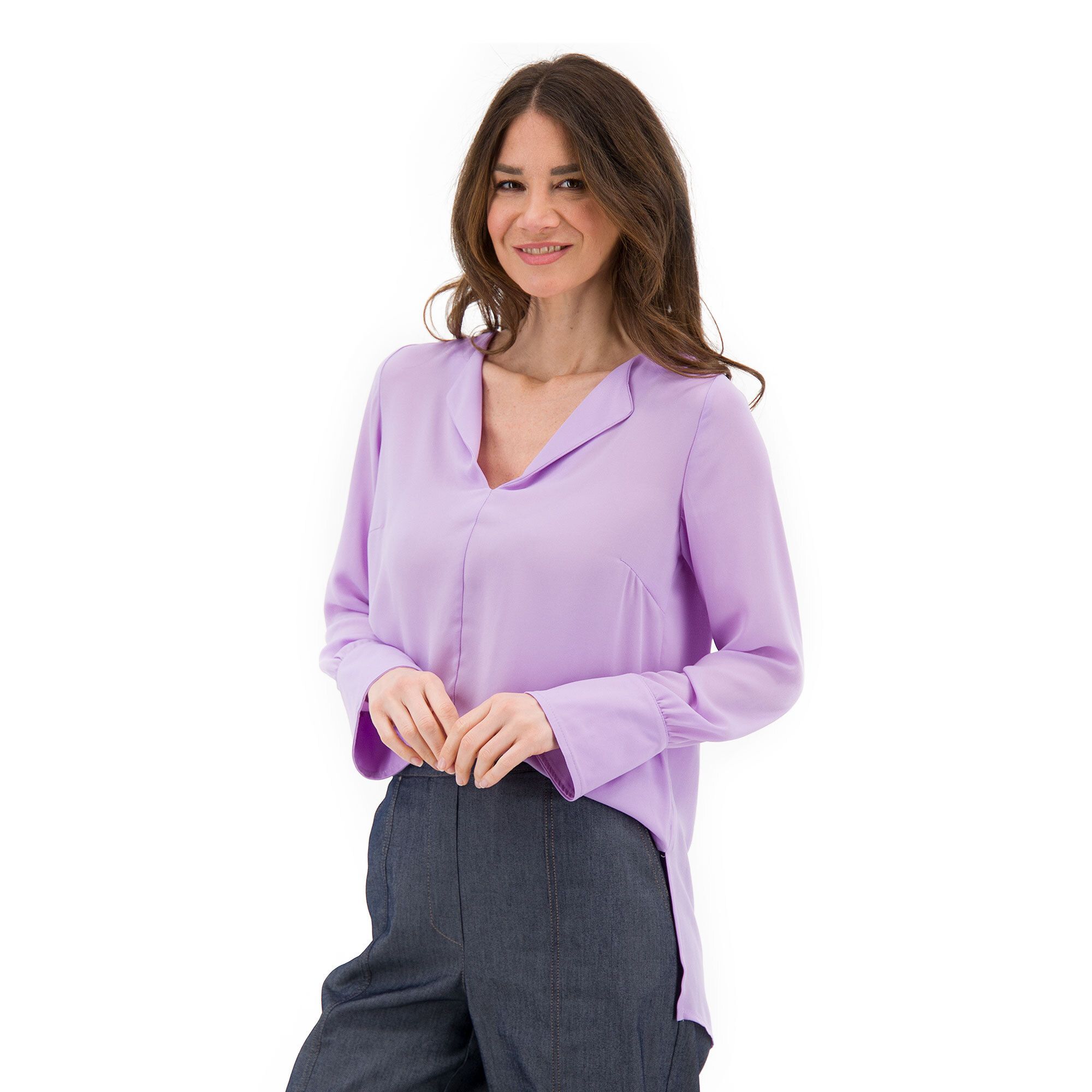 caterina lancini tunica in georgette con scollo a v doppiato qvc italia