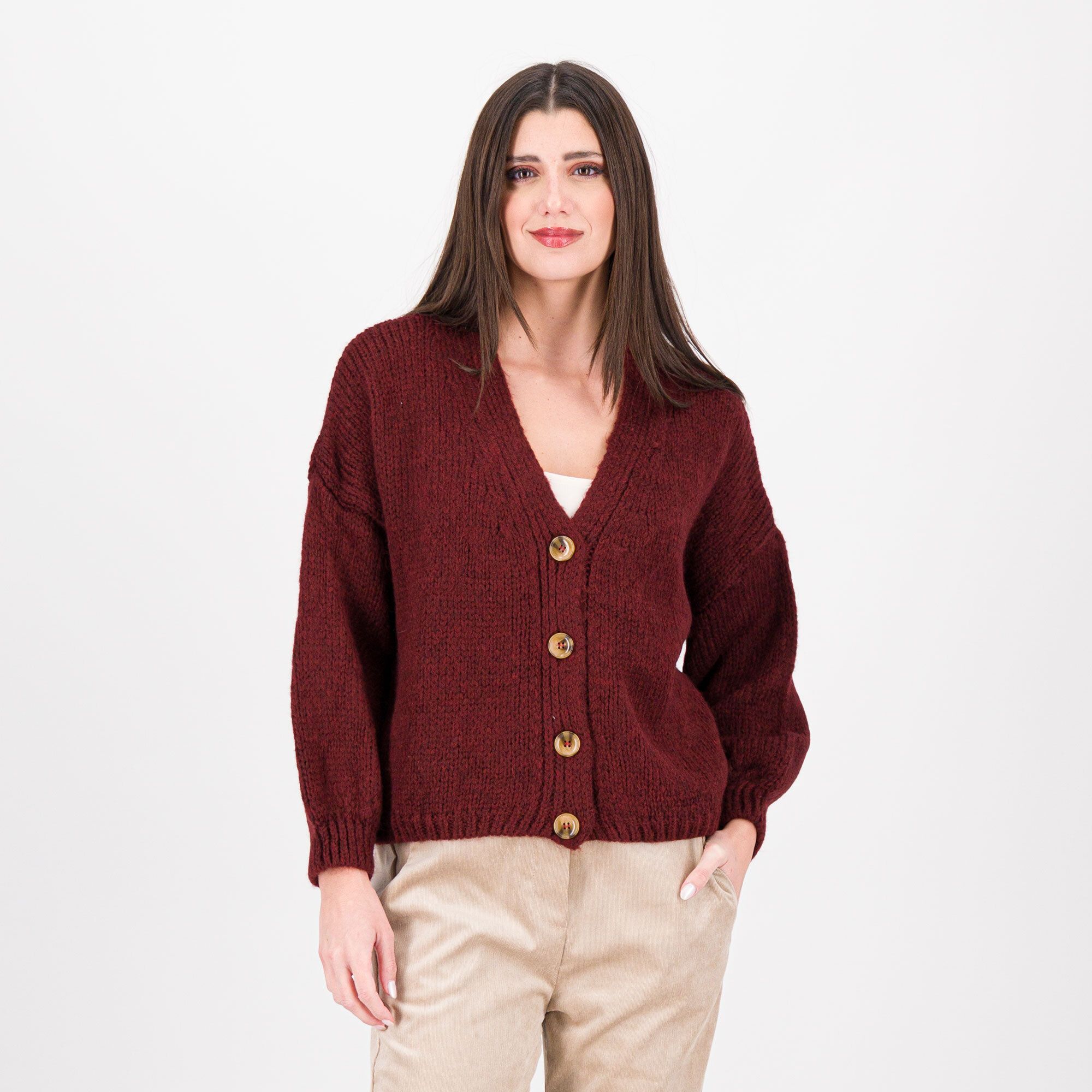 Image of Cardigan a scatola in maglia bouclé