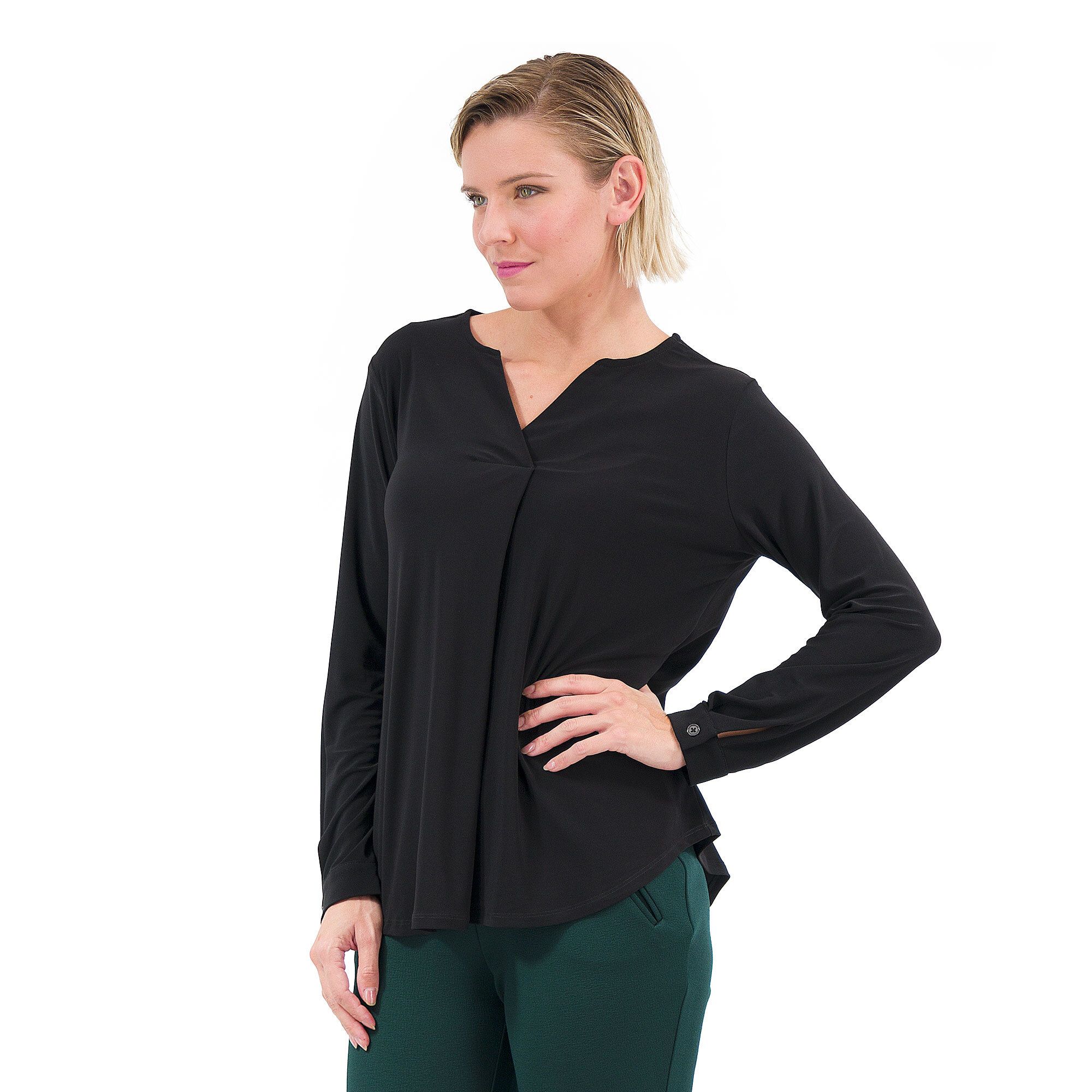 Nina Leonard Blusa tinta unita con piega centrale QVC Italia