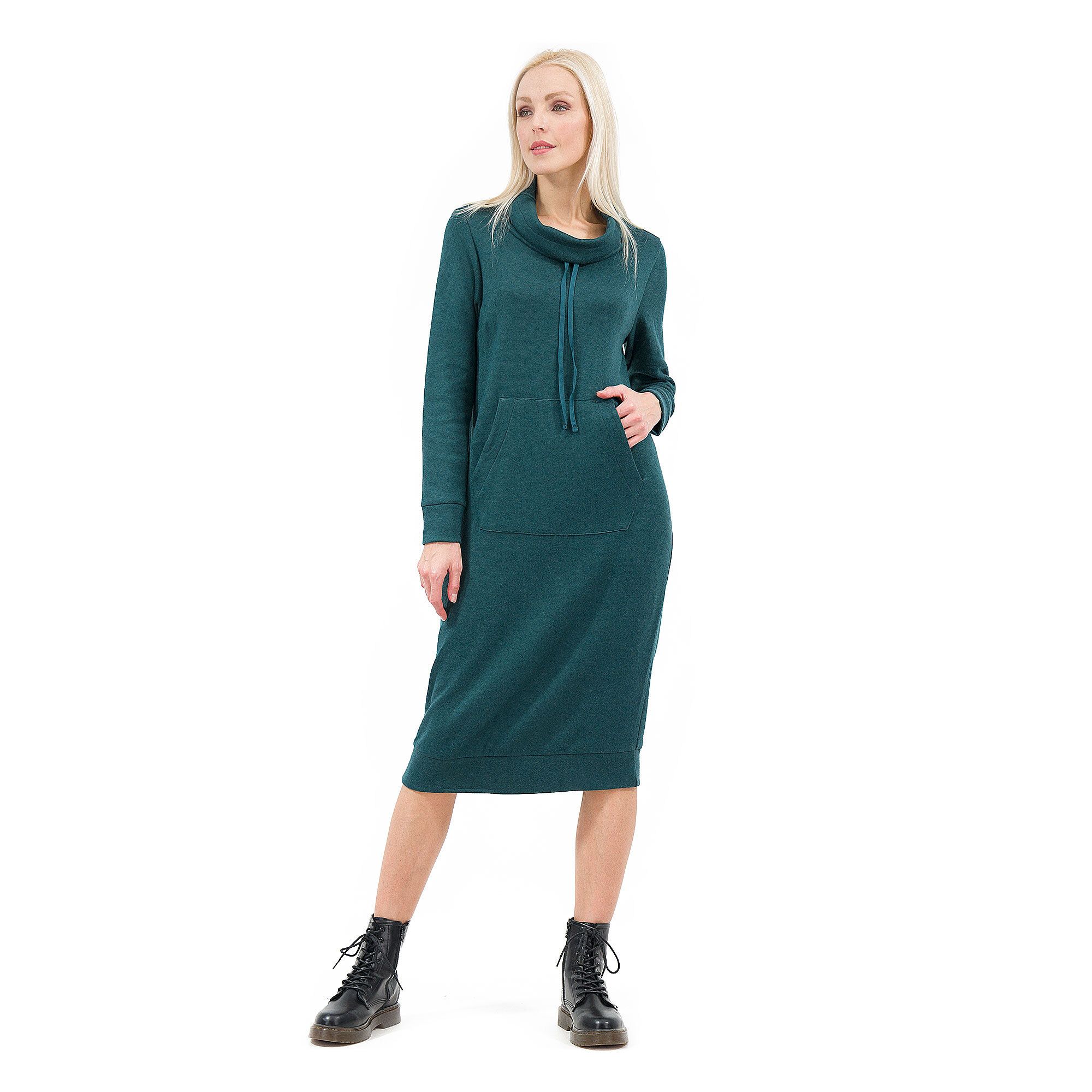 Image of Abito in maglia con collo alto e coulisse
