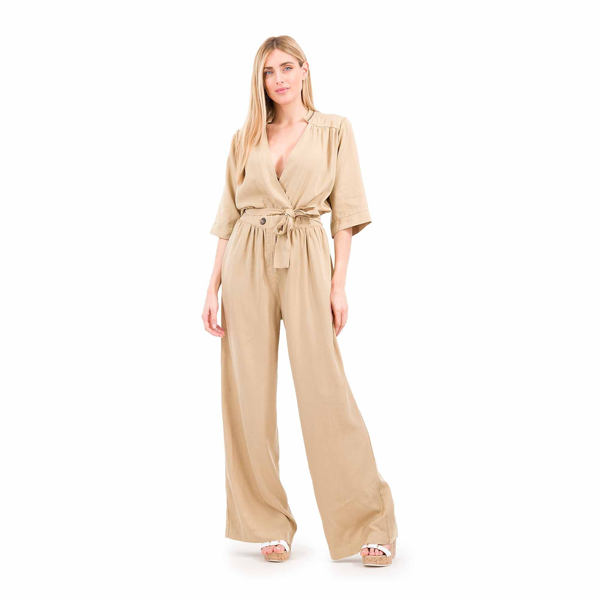 Jumpsuit in lyocell con manica 3/4