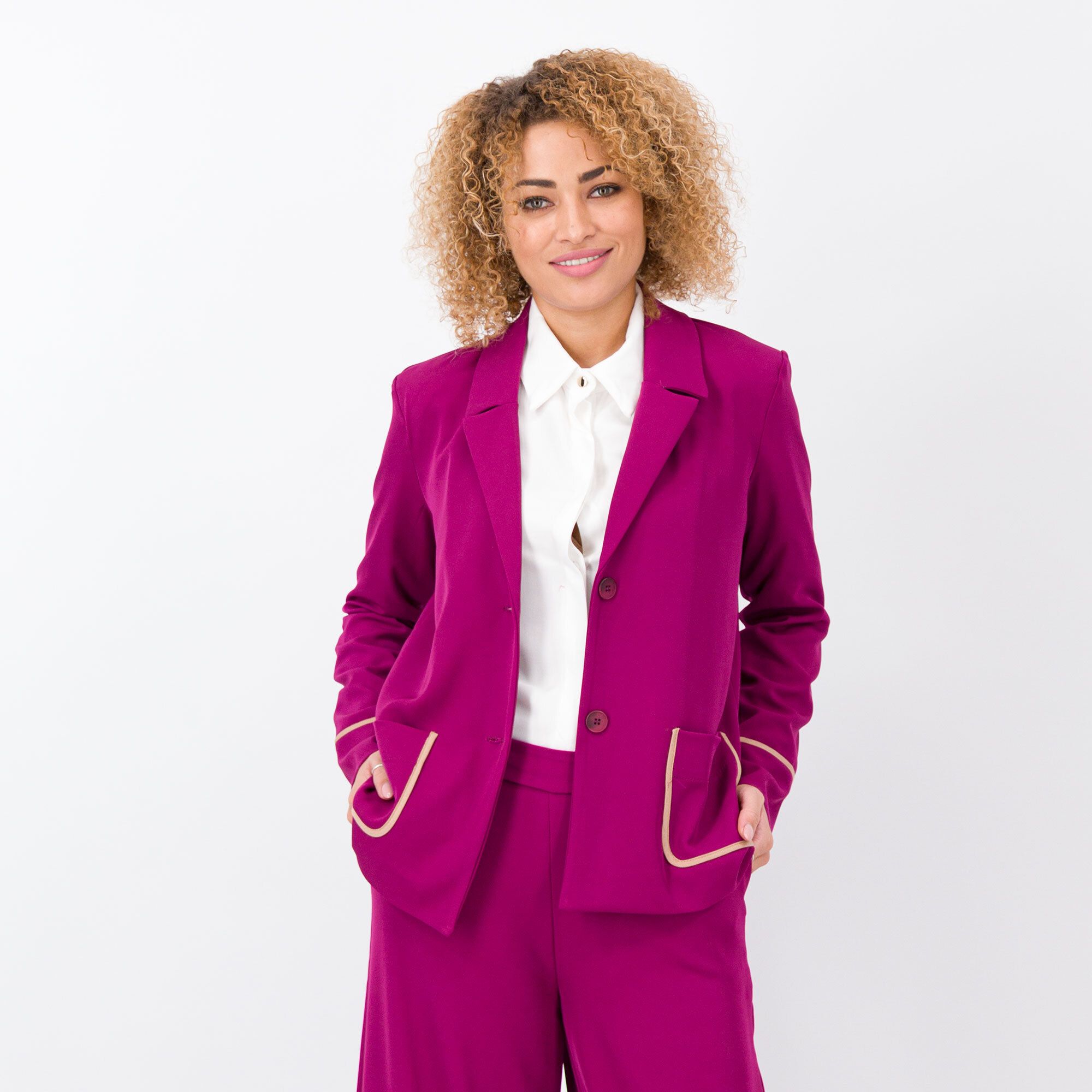 Image of Blazer in cady con piping in contrasto
