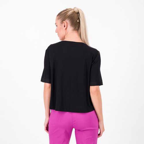 Extesa T-shirt mezza manica in raso di viscosa e jersey - QVC Italia