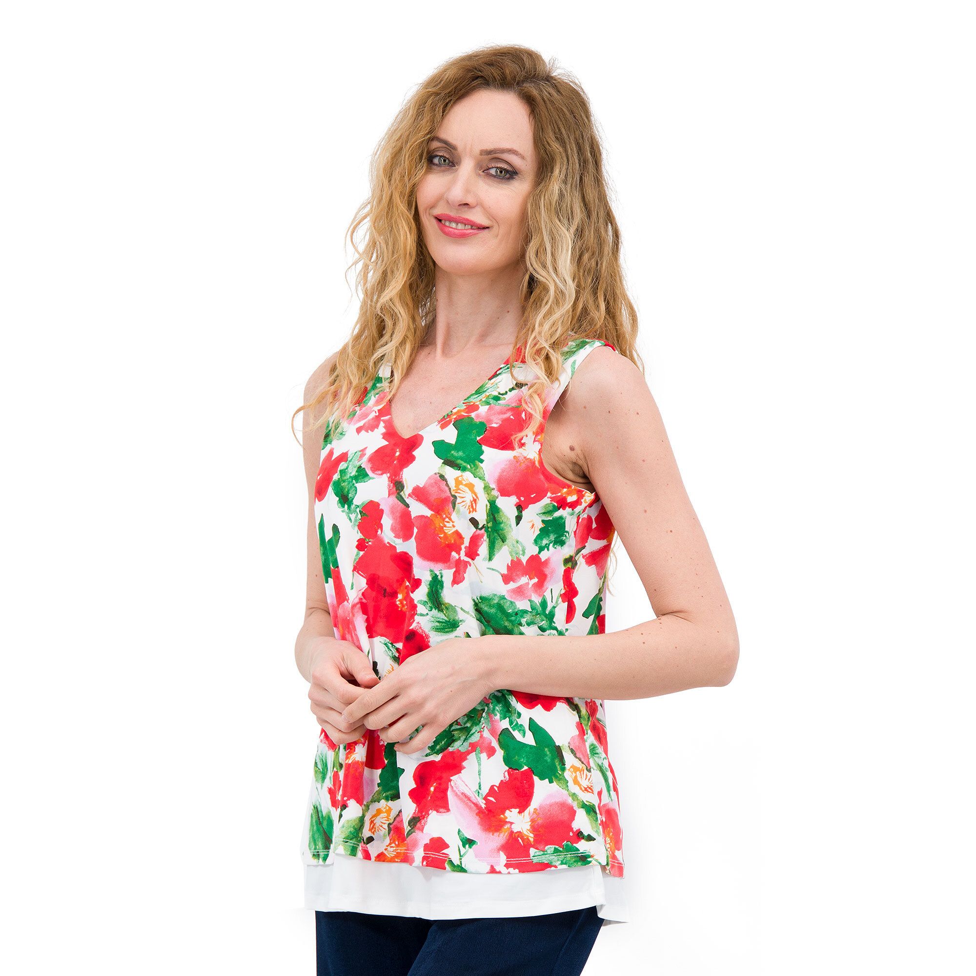 Nina Leonard Top smanicato in jersey fantasia QVC Italia