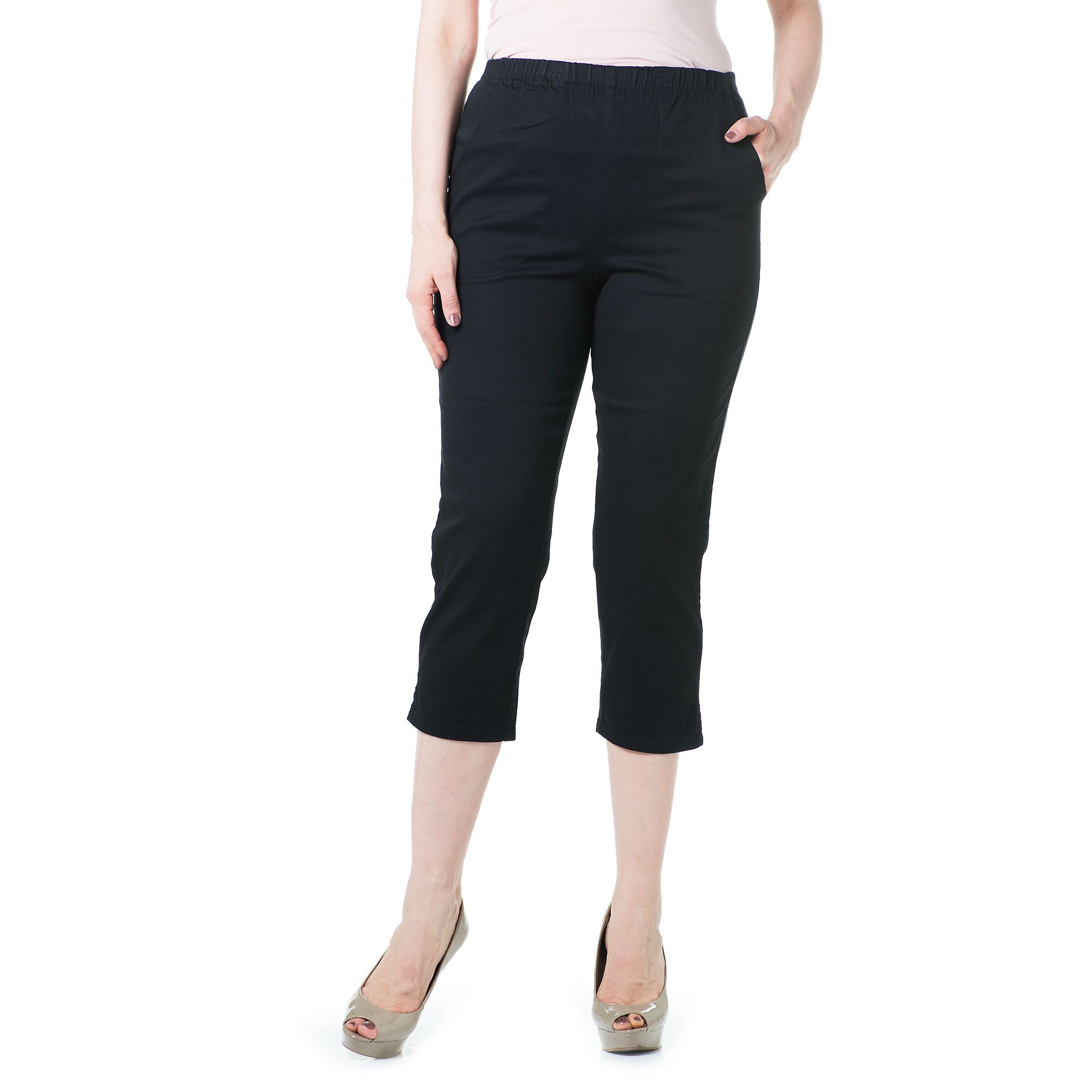 Denim &amp; Co. Pantaloni modello Capri in cotone elasticizzato QVC Italia