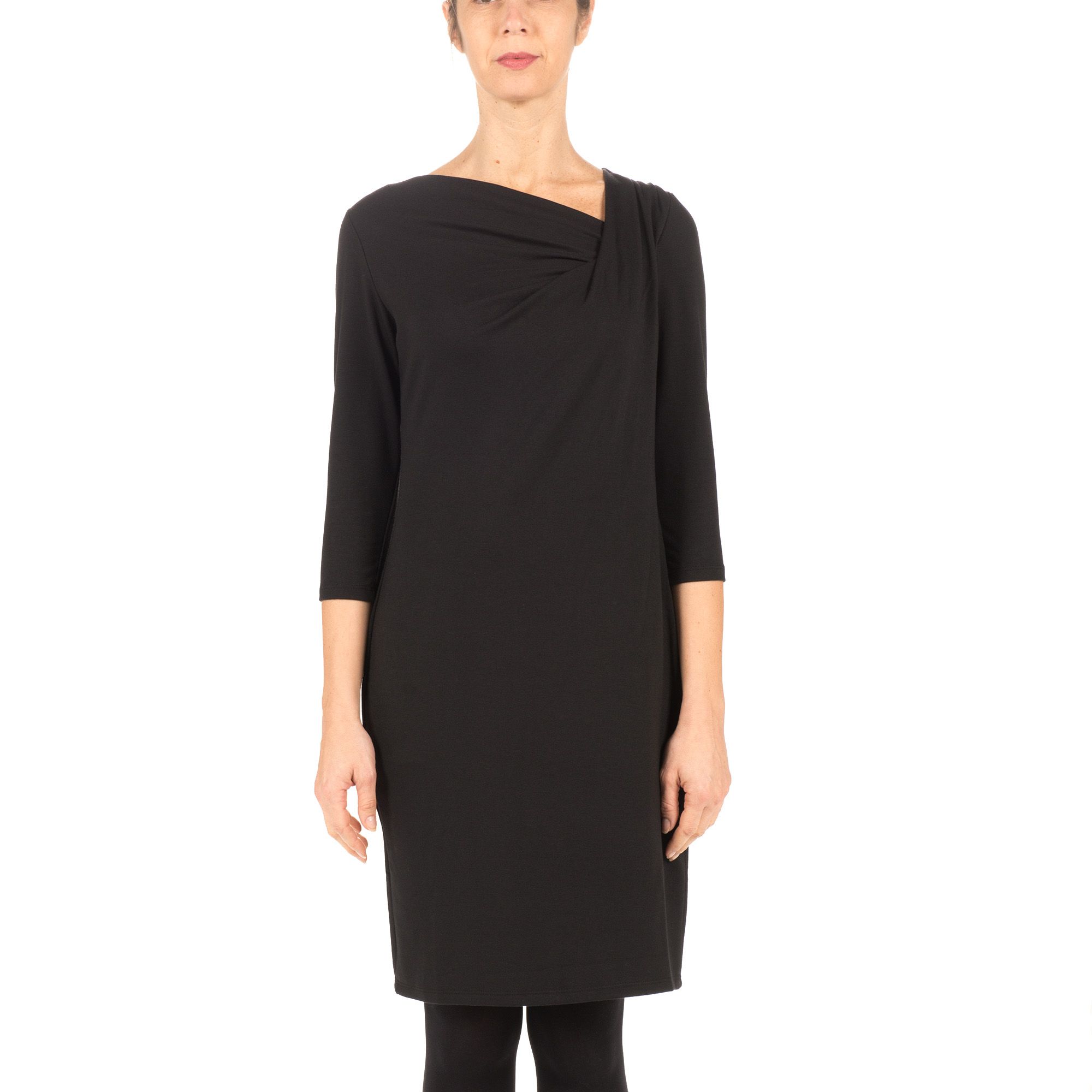 Marina Abito linea dritta in felpina stretch con collo asimmetrico