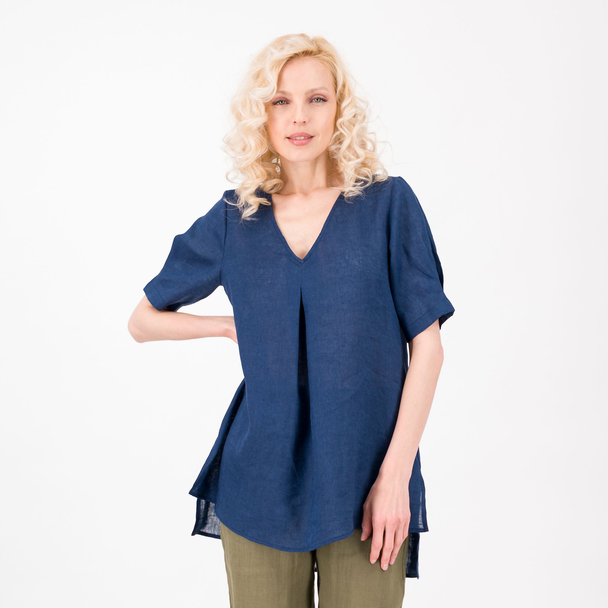 Bianca Della Torre Maglia in lino con maniche a palloncino QVC Italia