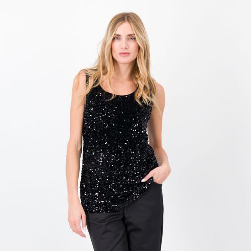 Nina Leonard Top smanicato in ciniglia con paillettes - QVC Italia