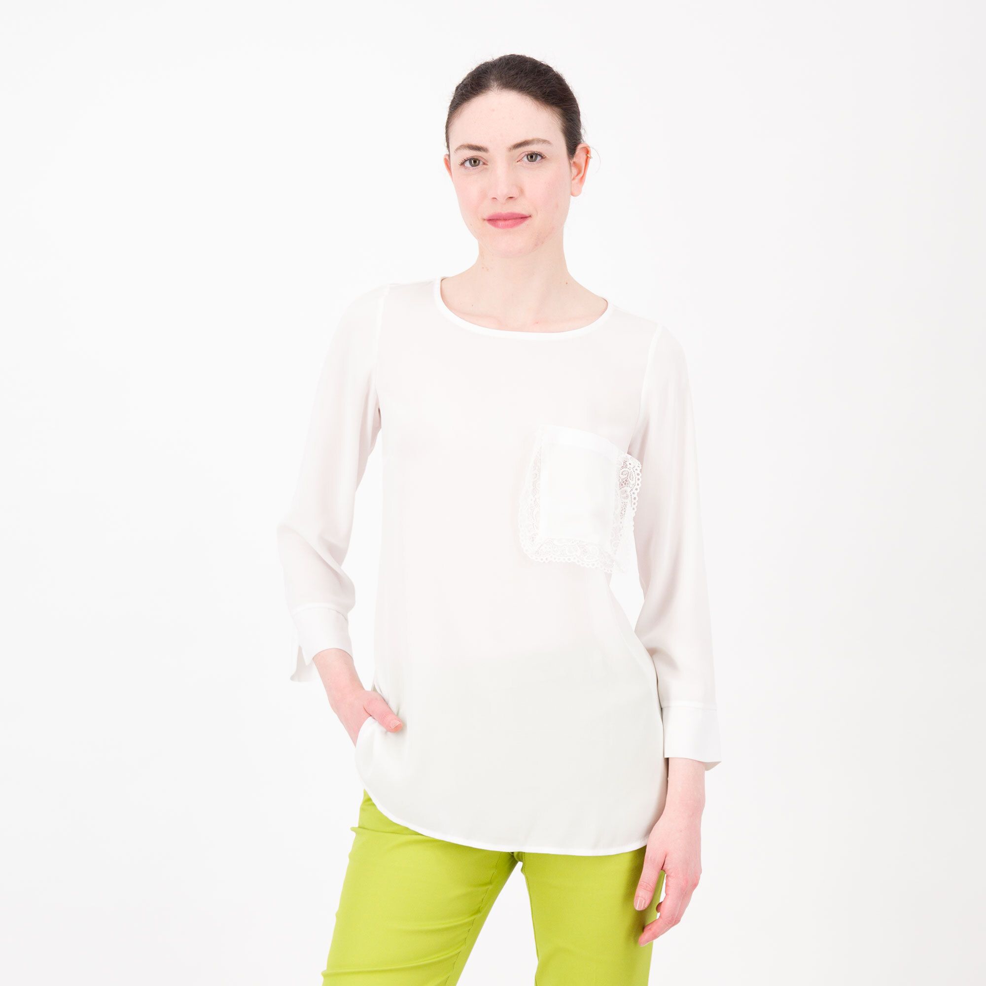 Caterina Lancini Blusa in con taschino in pizzo QVC Italia