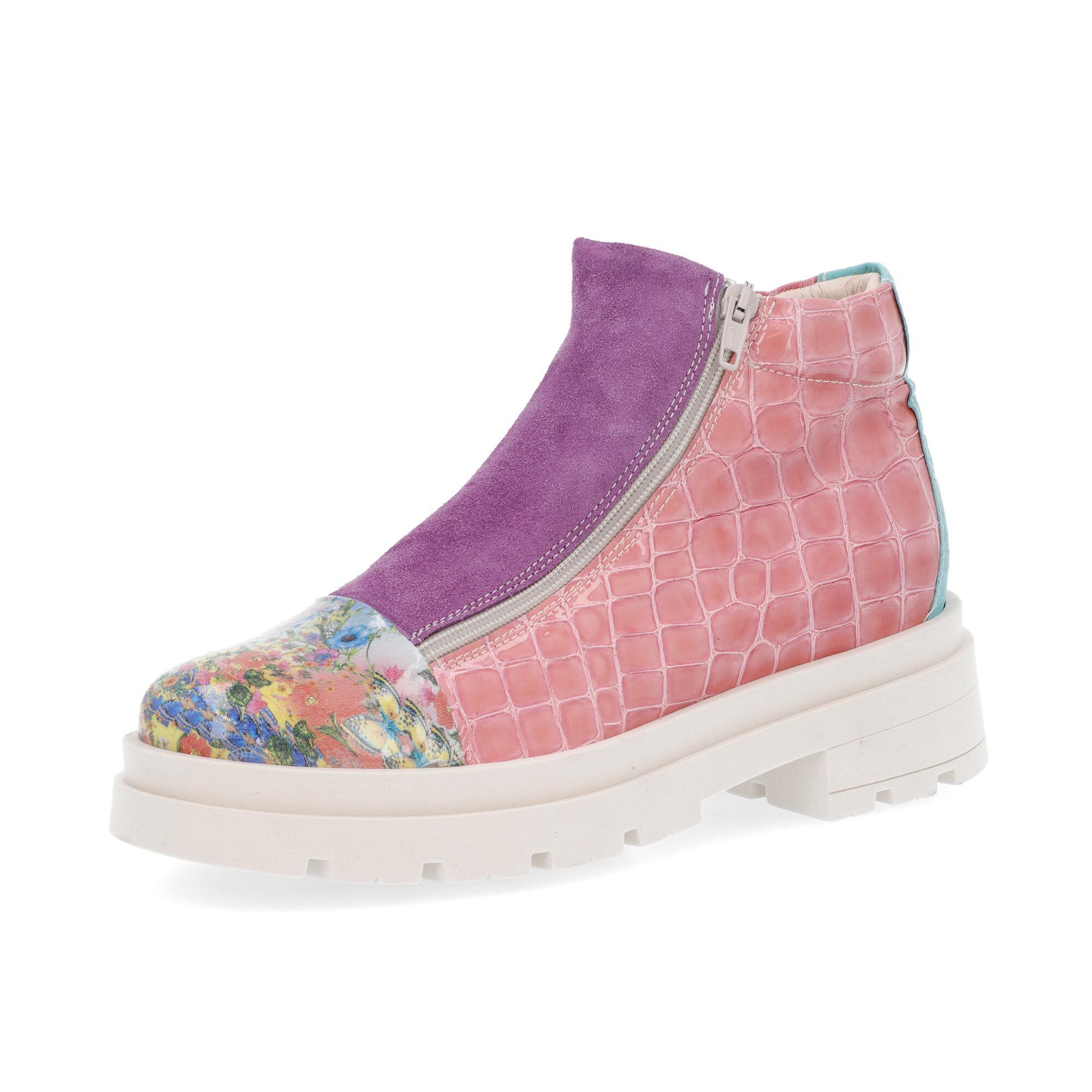 Image of Sneakers alte in pelle patchwork con tacco 5 cm