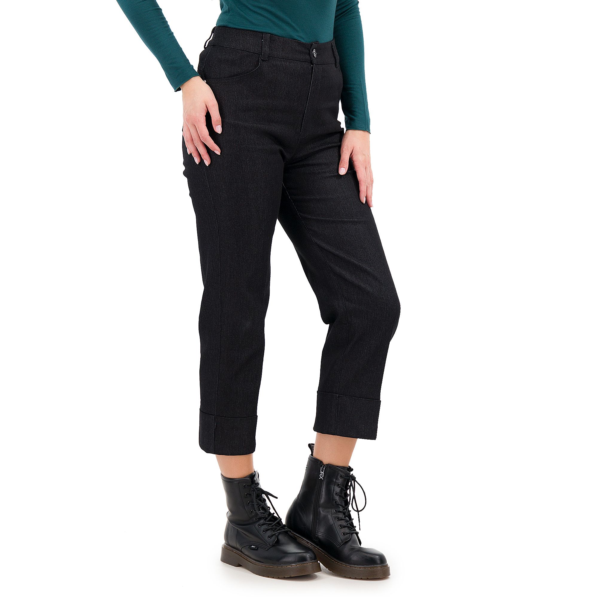 Caterina Lancini Jeans a carota con rivetti con cristalli e risvolto ...
