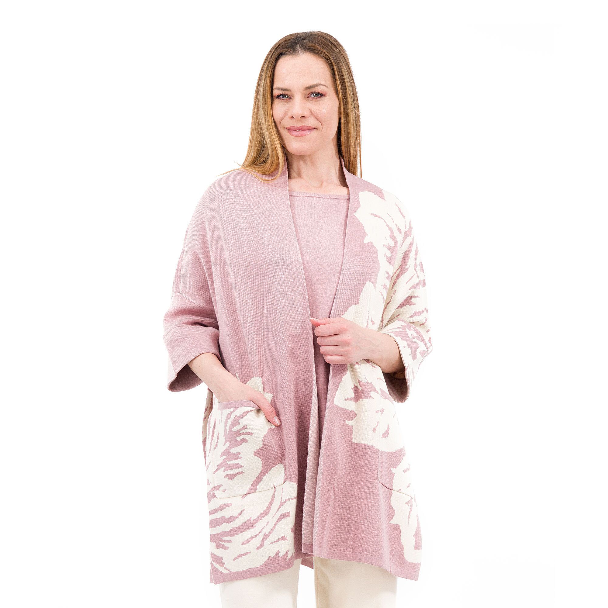 Cardigan a kimono in cotone e viscosa