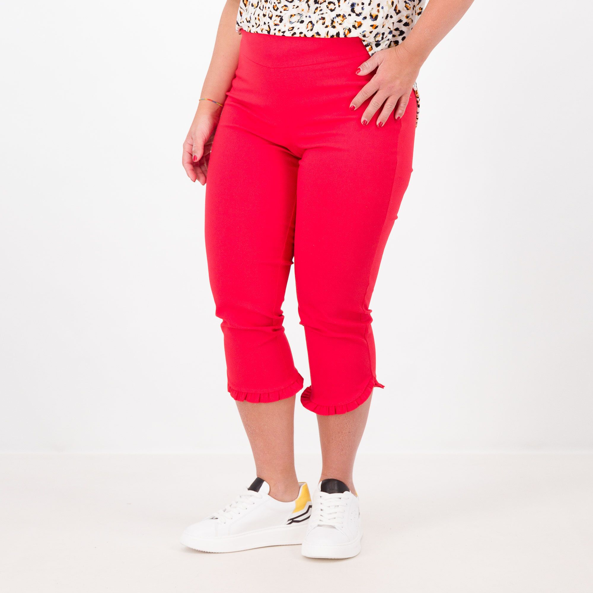 Image of Pantaloni cropped con rouches