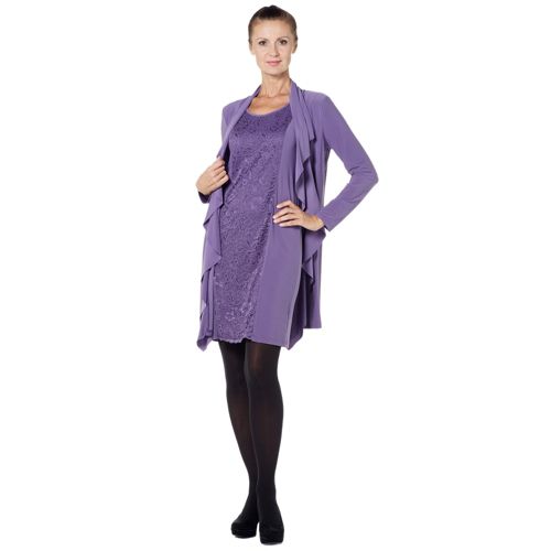 Nina Leonard Set abito con dettaglio pizzo e cardigan con rouche (19 ...
