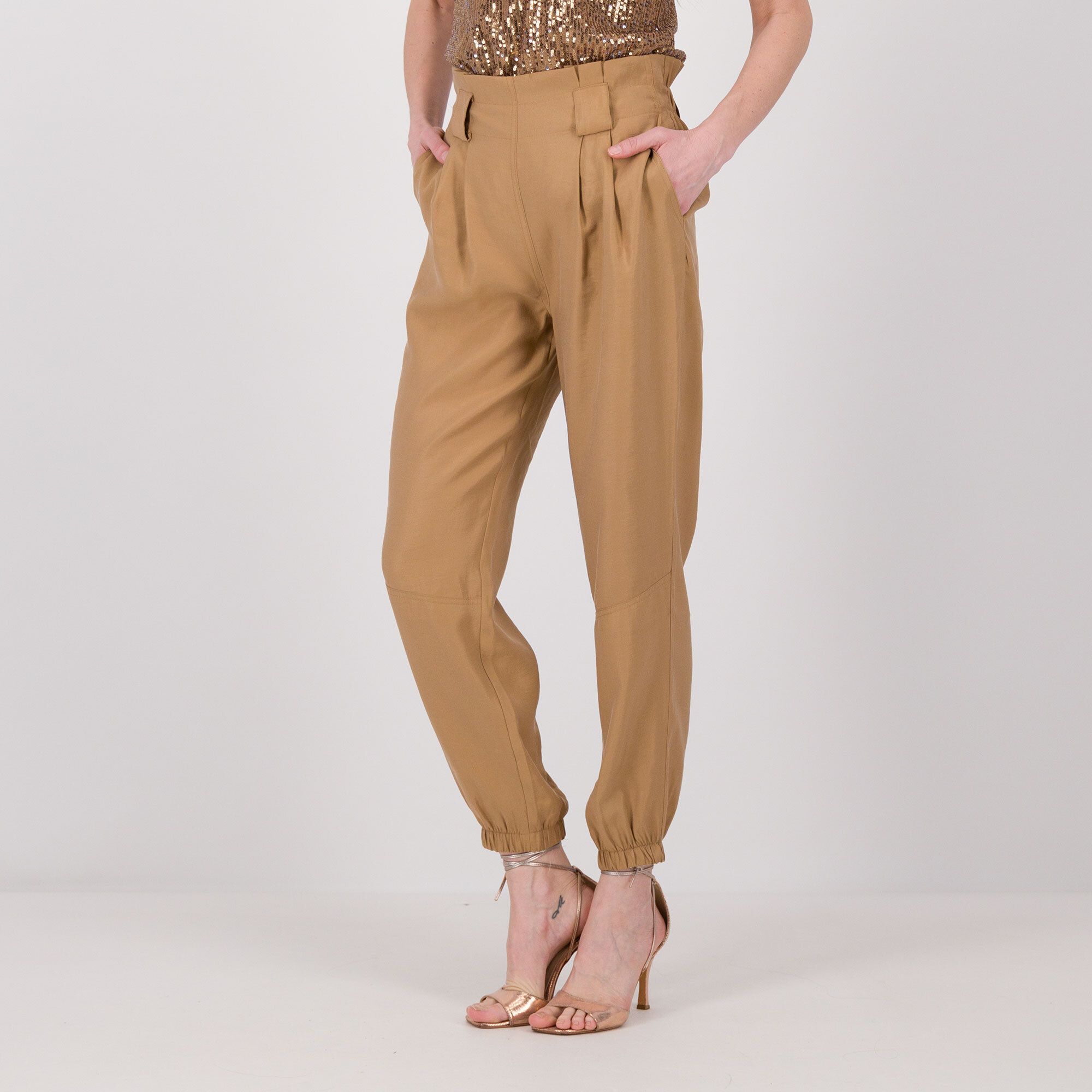 Image of Pantaloni in misto modal con elastico in vita e al fondo